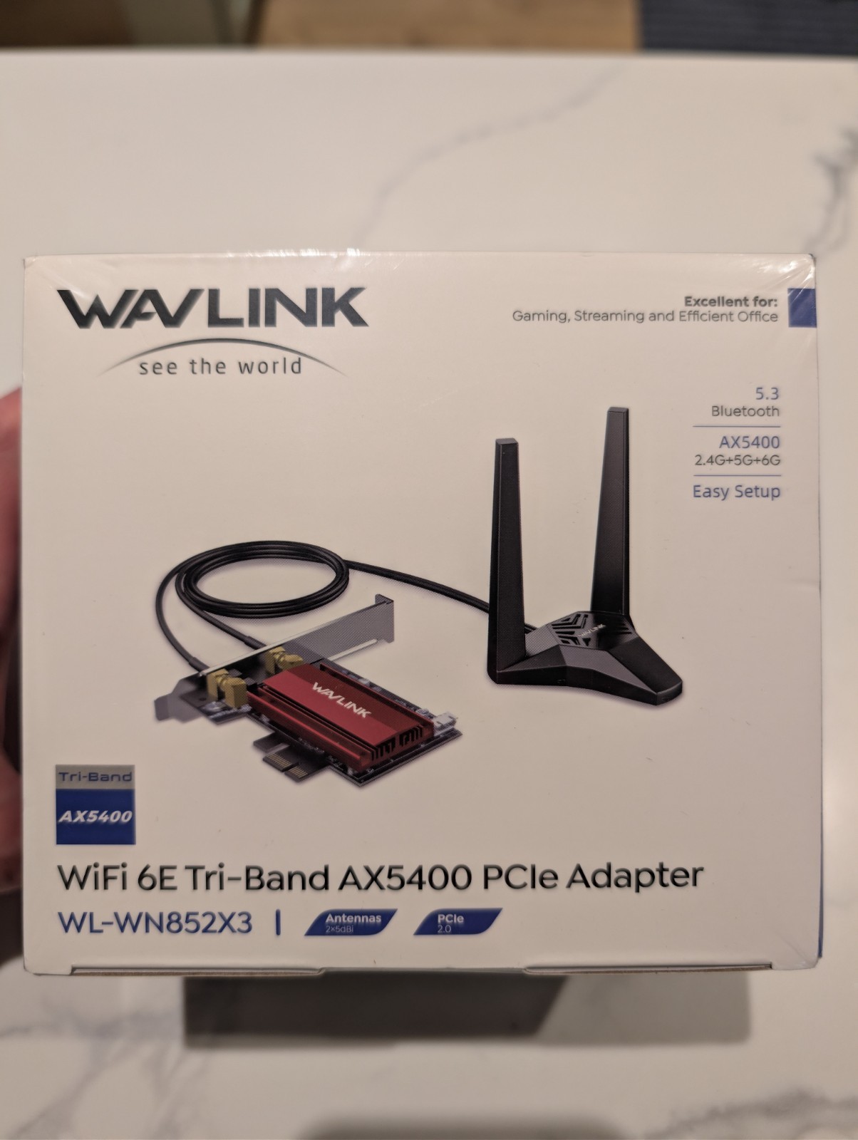 WAVLINK WiFi 6E AXE5400 Tri-Band PCIe Card Bluetooth 5.3 Desktop Adapter