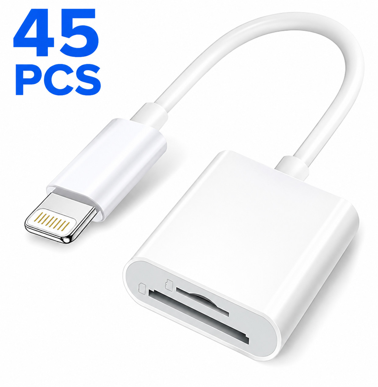 2 in 1 Lightning to SD Card Reader for iPhone Dual Slot Micro SD LOT OF 45