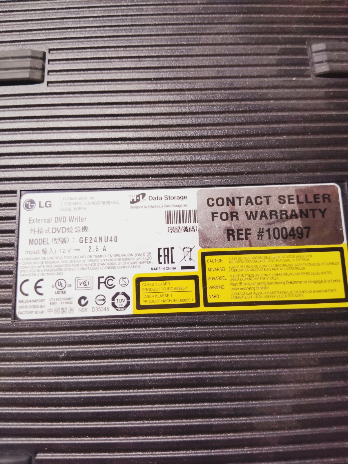 LG Super Multi MODISK External DVD Writer GE24NU30 Black Disc Drive Tested