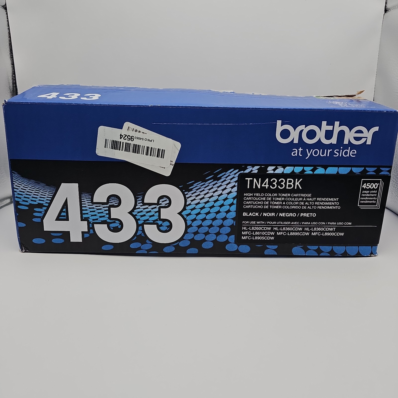Genuine Brother TN433BK / TN-433BK High Yield Black Toner Cartridge HL-L8260CDW