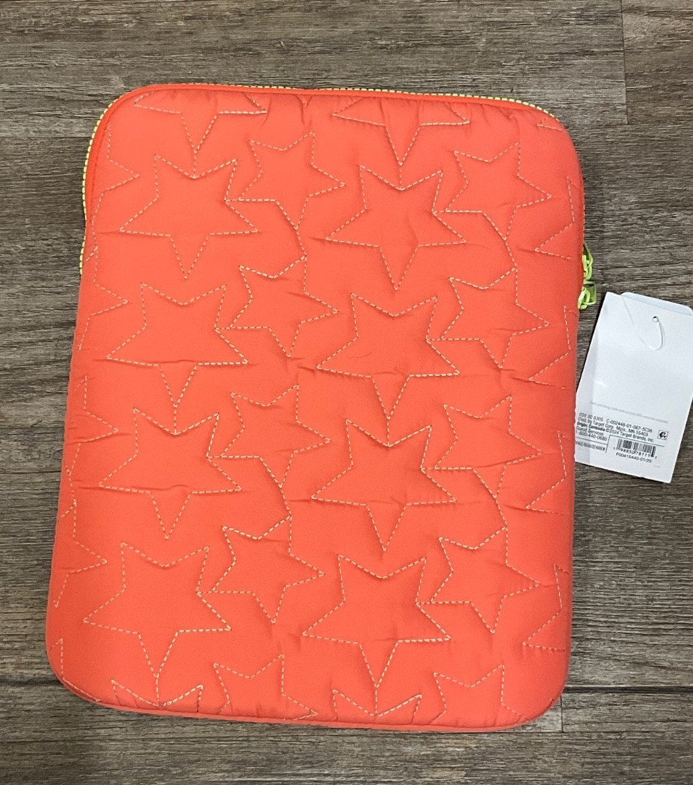 12.9” Heyday Tablet Sleeve Padded Cases Orange Star Pattern & Lime Zip NWT