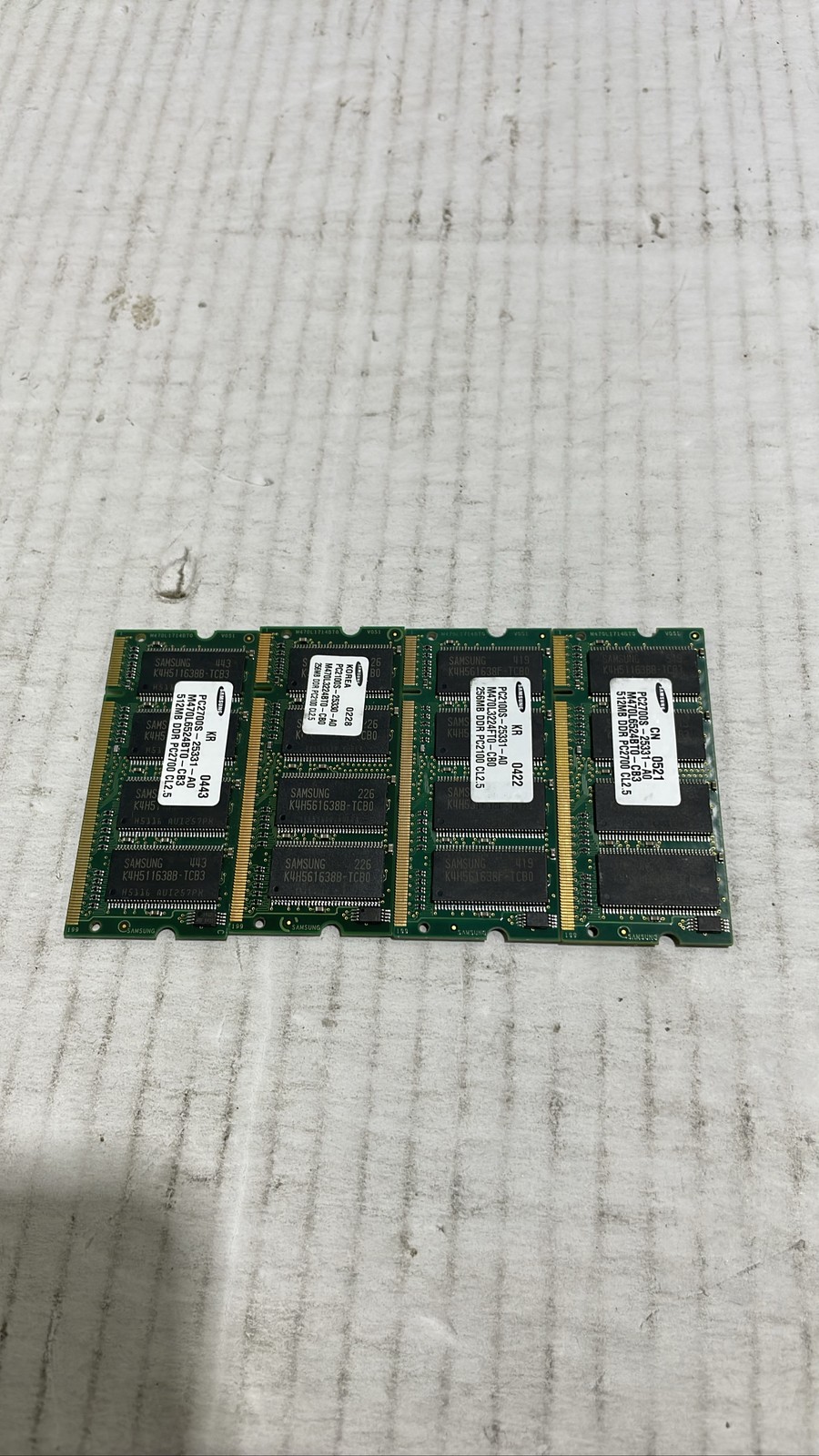 Samsung DDR1 Laptop RAM 512MB 256MB PC2700S PC2100S SO-DIMM Lot Of 4