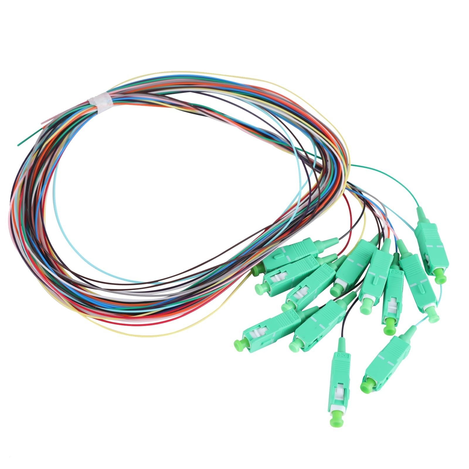 12 Strand SC/APC Fiber Optic Pigtail 1.5M Single Mode 12-Core 9/125um Color Code