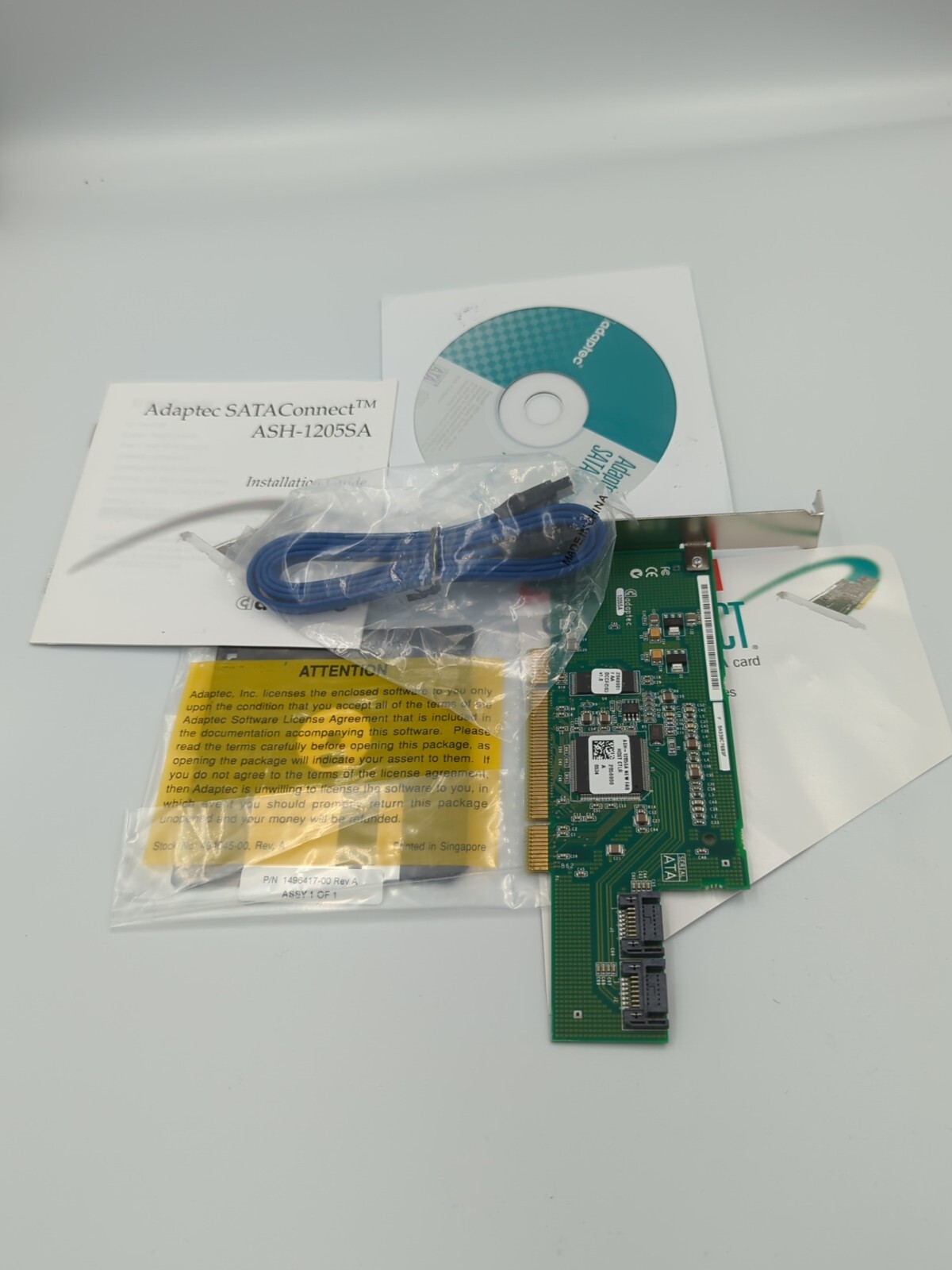 ADAPTEC  SATACONNECT  HIGH SPEED 2-PORT SERIAL SATA CARD ASH-1205SA (NEW NO BOX)