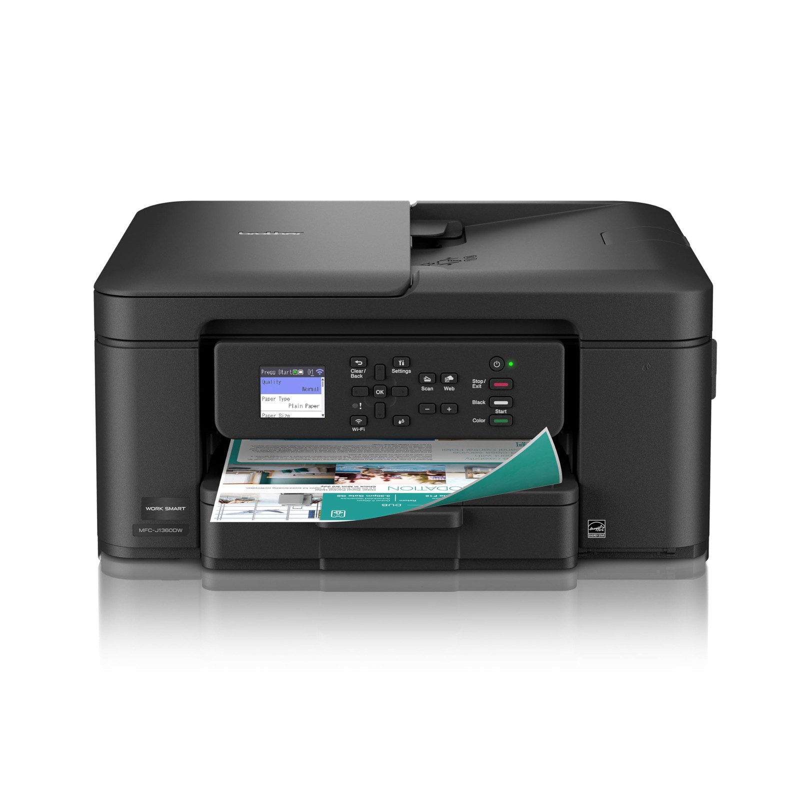 Printer Color Inkjet All-in One Print Scan Brother MFCJ1360DW Wireless Work Copy