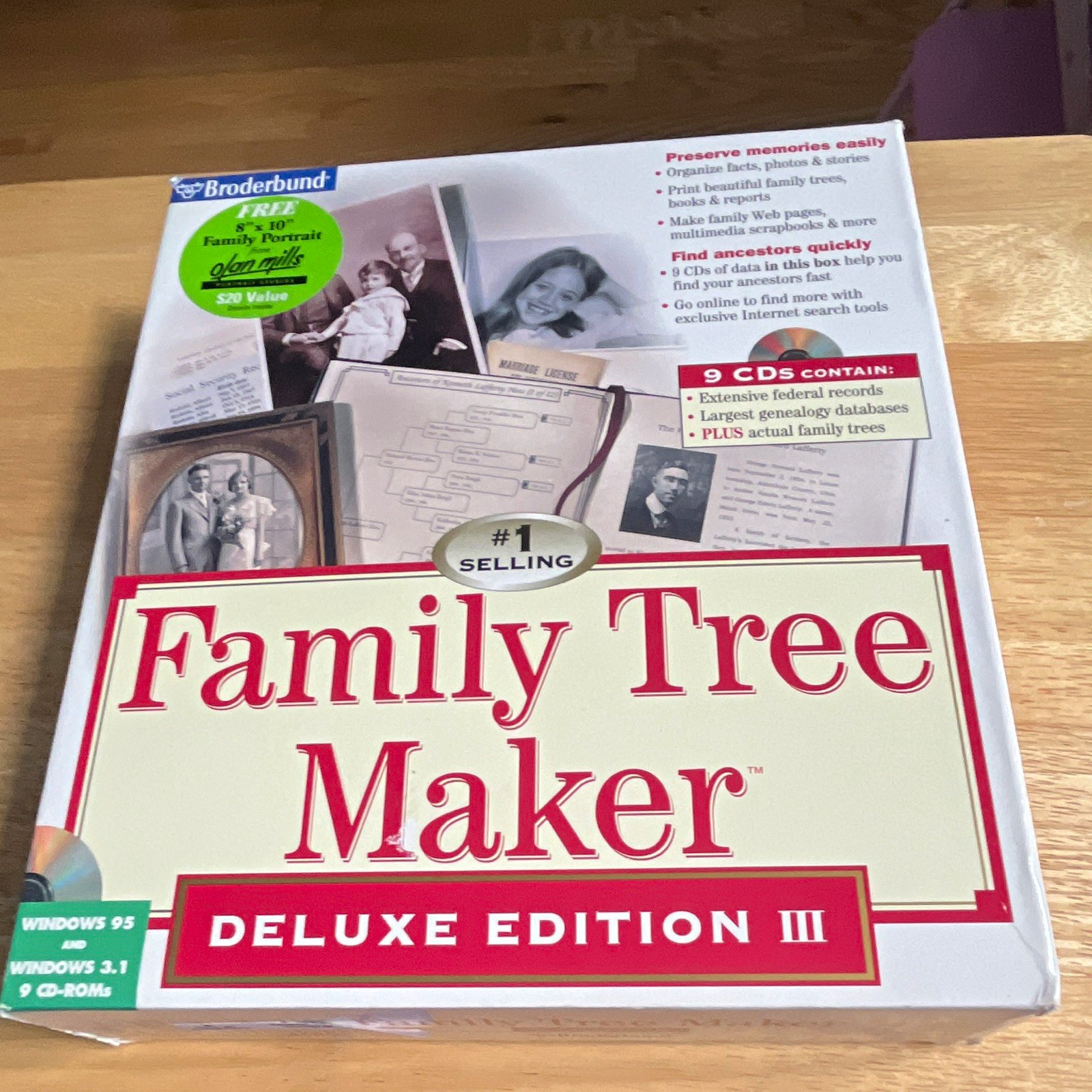 Broderbund Family Tree Maker Deluxe Edition III Genealogy CD Windows 95/3.1 VTG