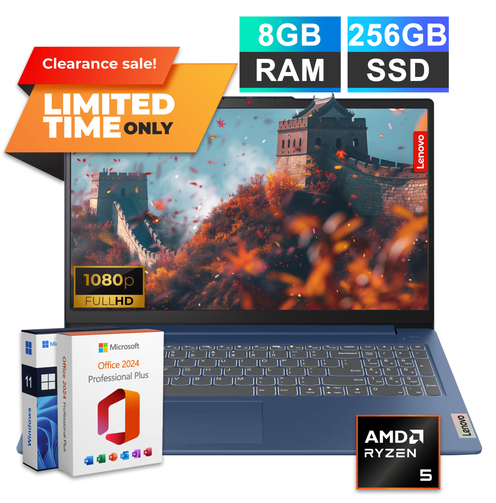 2026 Lenovo Slim 3 Business Laptop 15 AMD Ryzen 5 8GB RAM 256GB SSD Office 2024