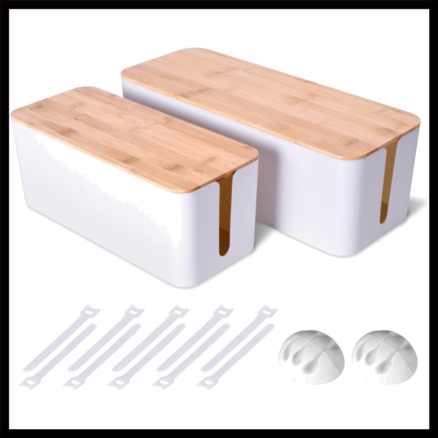 Wooden Style Cable Management Box Set for Indoor Use - Cord Organizer and Hider