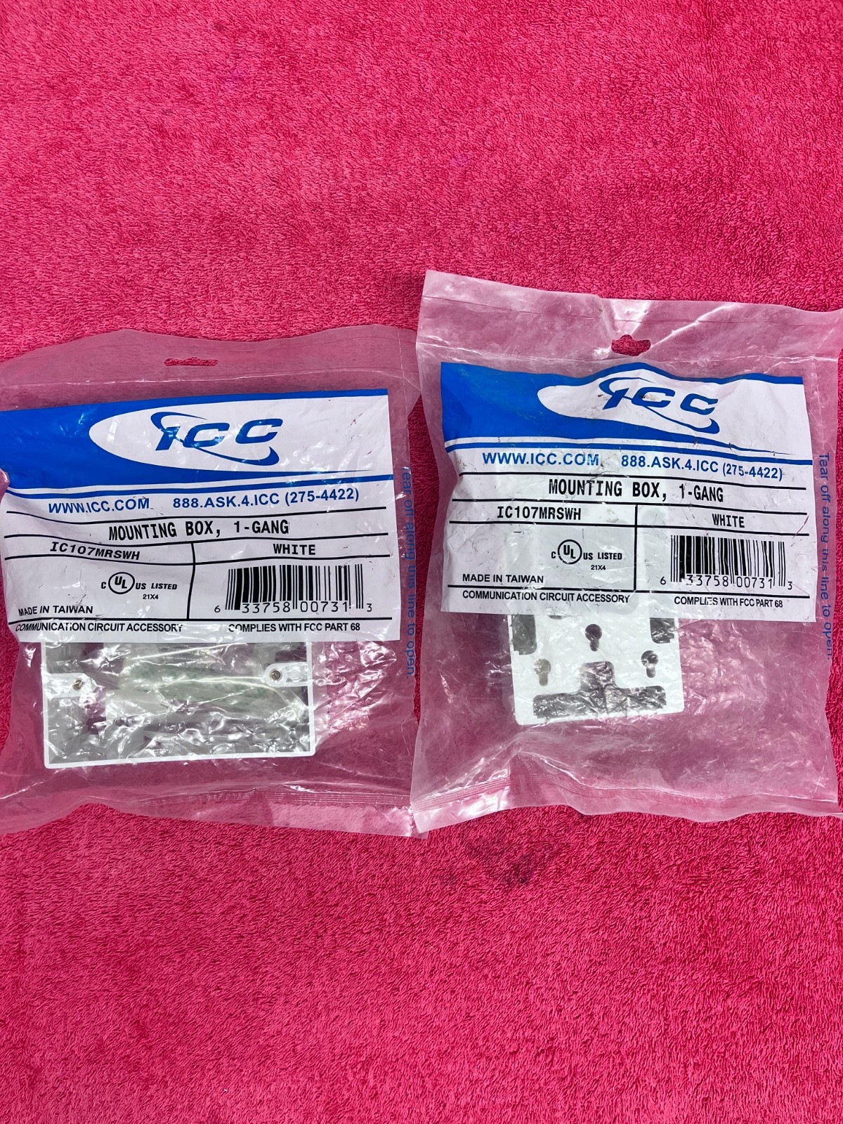 🔥Lot of (2) ICC Mounting Box 1-Gang White IC107MRSWH 633758007313 PPC CAT5E