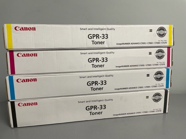 OEM Canon GPR-33 Toner Cartridge Set Cyan, Yellow, Magenta, Black