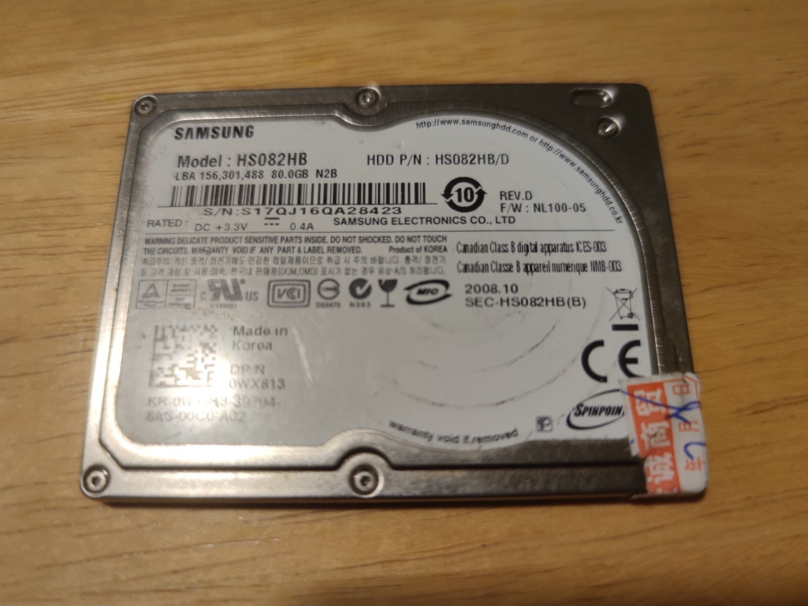 Samsung ZIF HS082HB 80GB 1.8"  HDD shipping from US