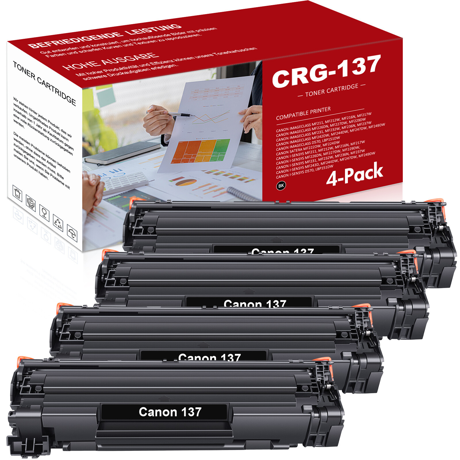 4PK CRG 137 For Canon 137 Toner Cartridge ImageClass MF244dw D570 MF232w MF247dw