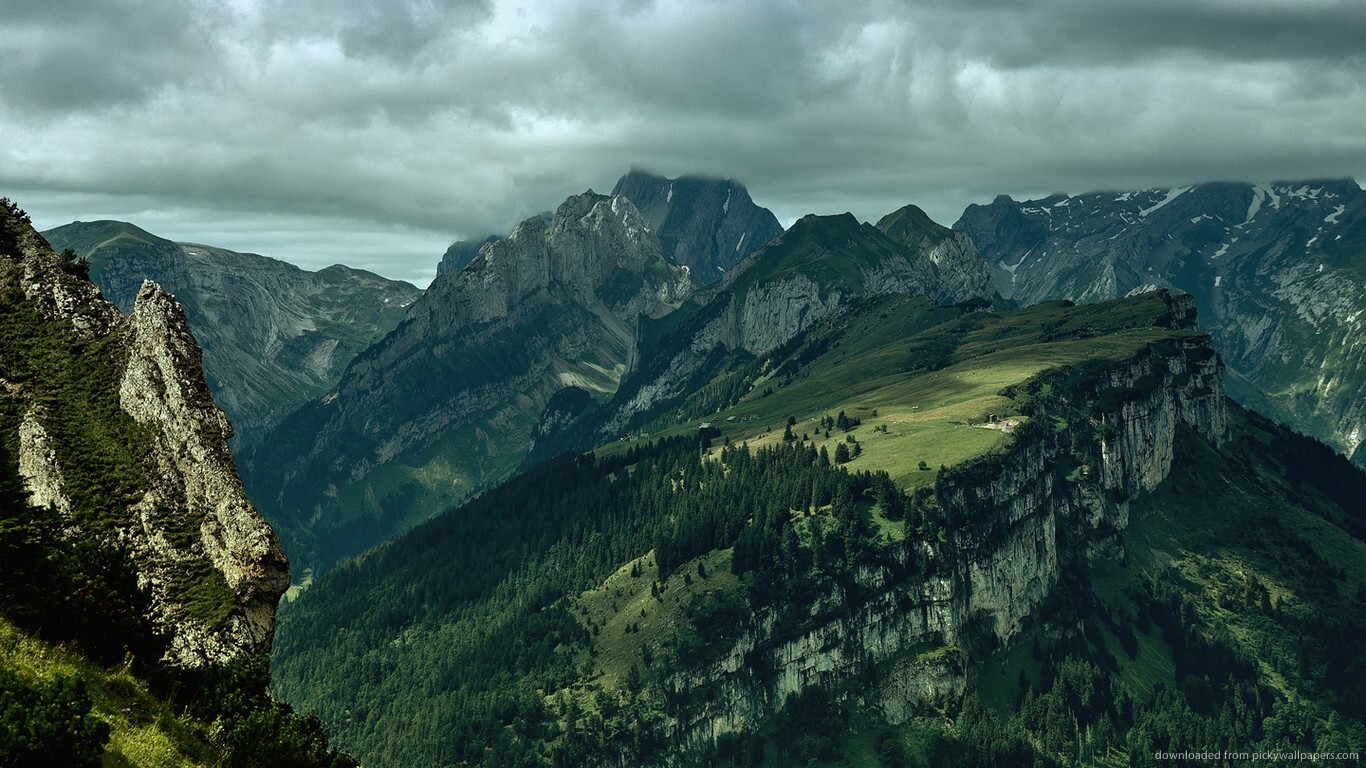 Landscape mountains green clouds alps peak nature Custom Gaming Mat Desk