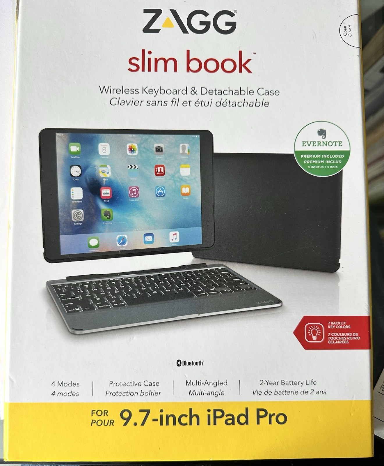 Zagg Slim Book 9.7" iPad Pro Backlit Wireless Keyboard Folio Case Detachable NEW