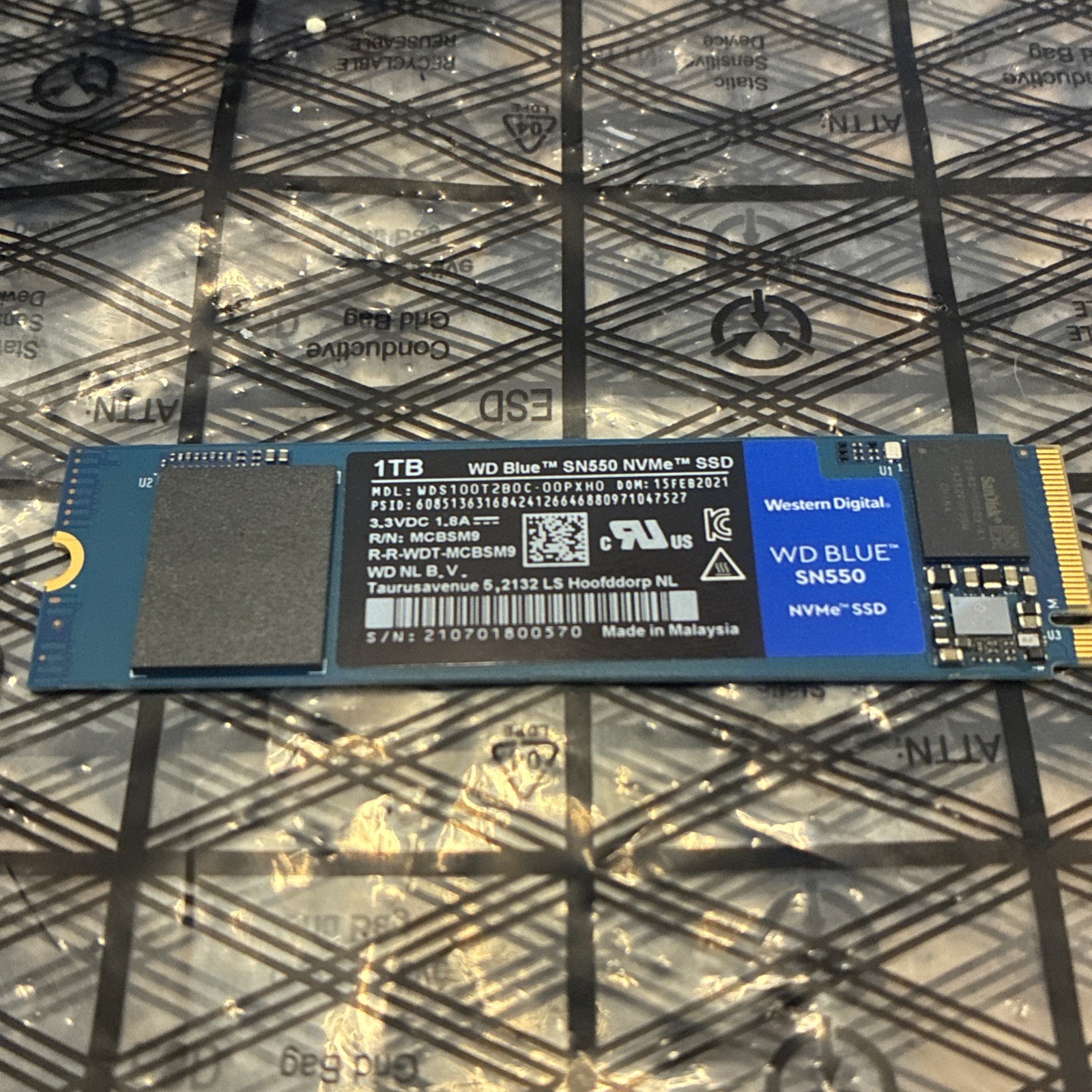 Western Digital WD Blue SN550 1TB M.2 NVMe Gen 3.0x4 SSD WDS100T2B0C 99% HEALTH
