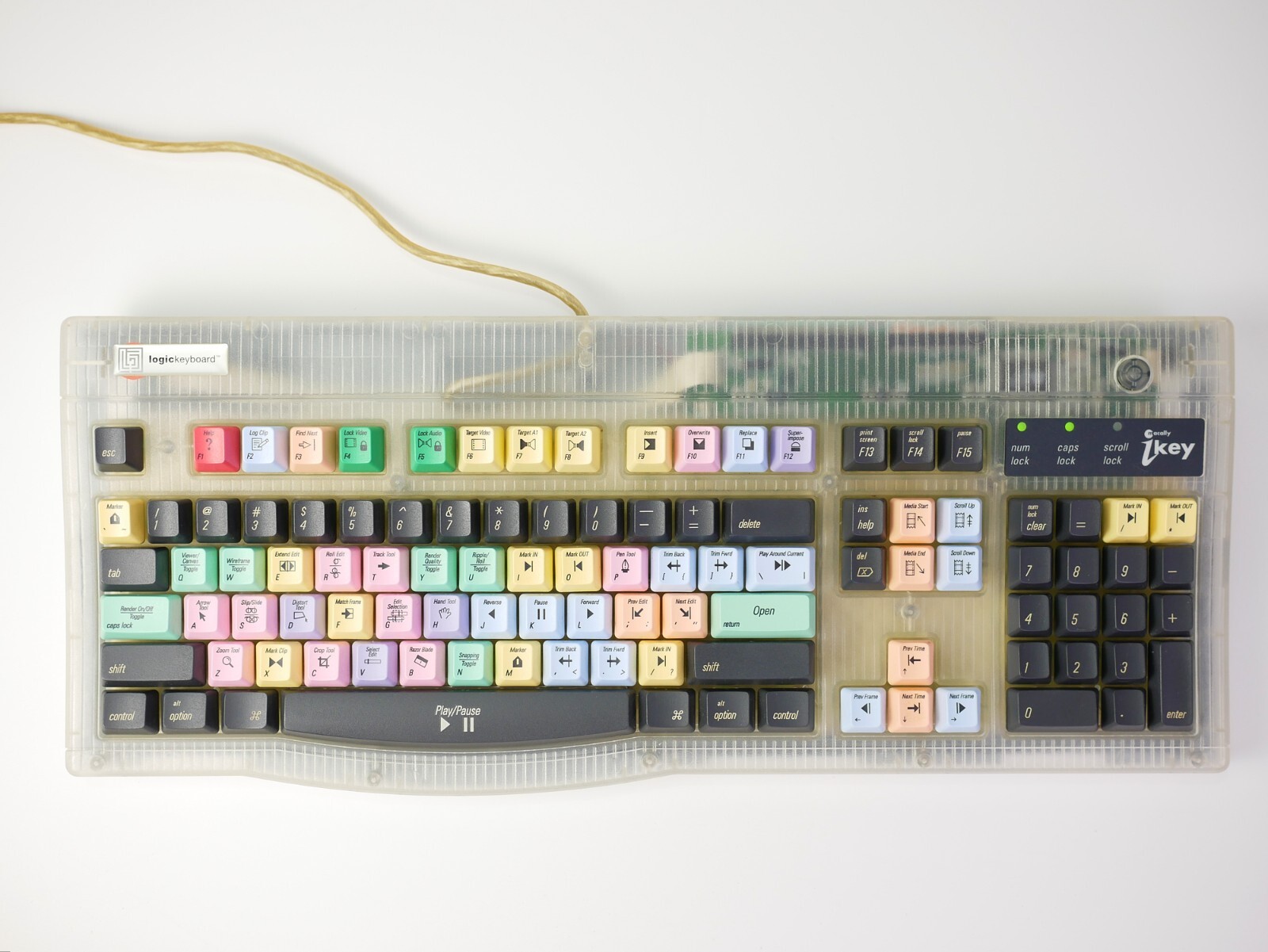 Macally iKey4 USB Keyboard Media Editing for Apple Mac Clear with 2 USB Ports