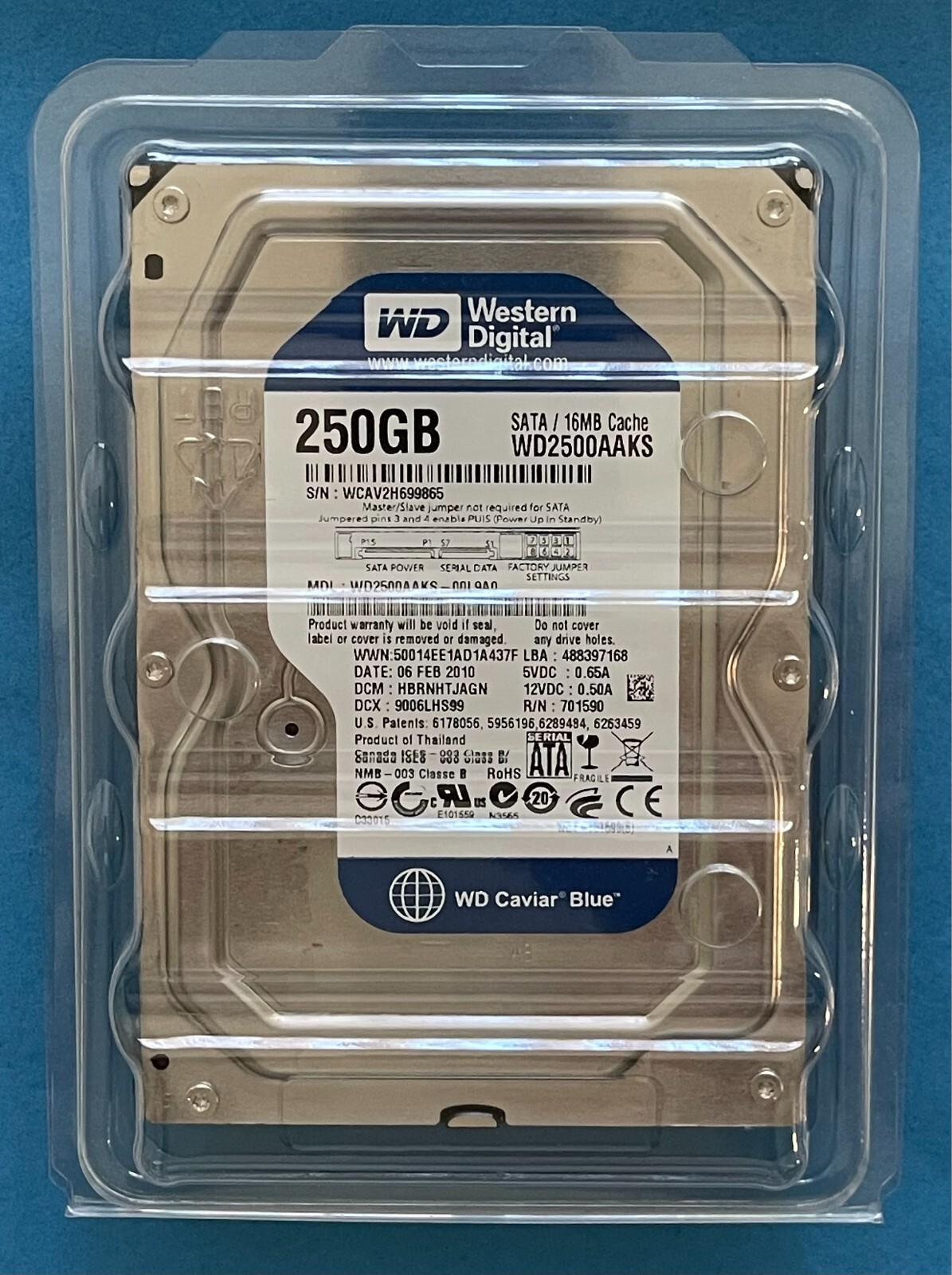 Western Digital  250 GB 3.5" HDD  with Status Report - Pristine Condition