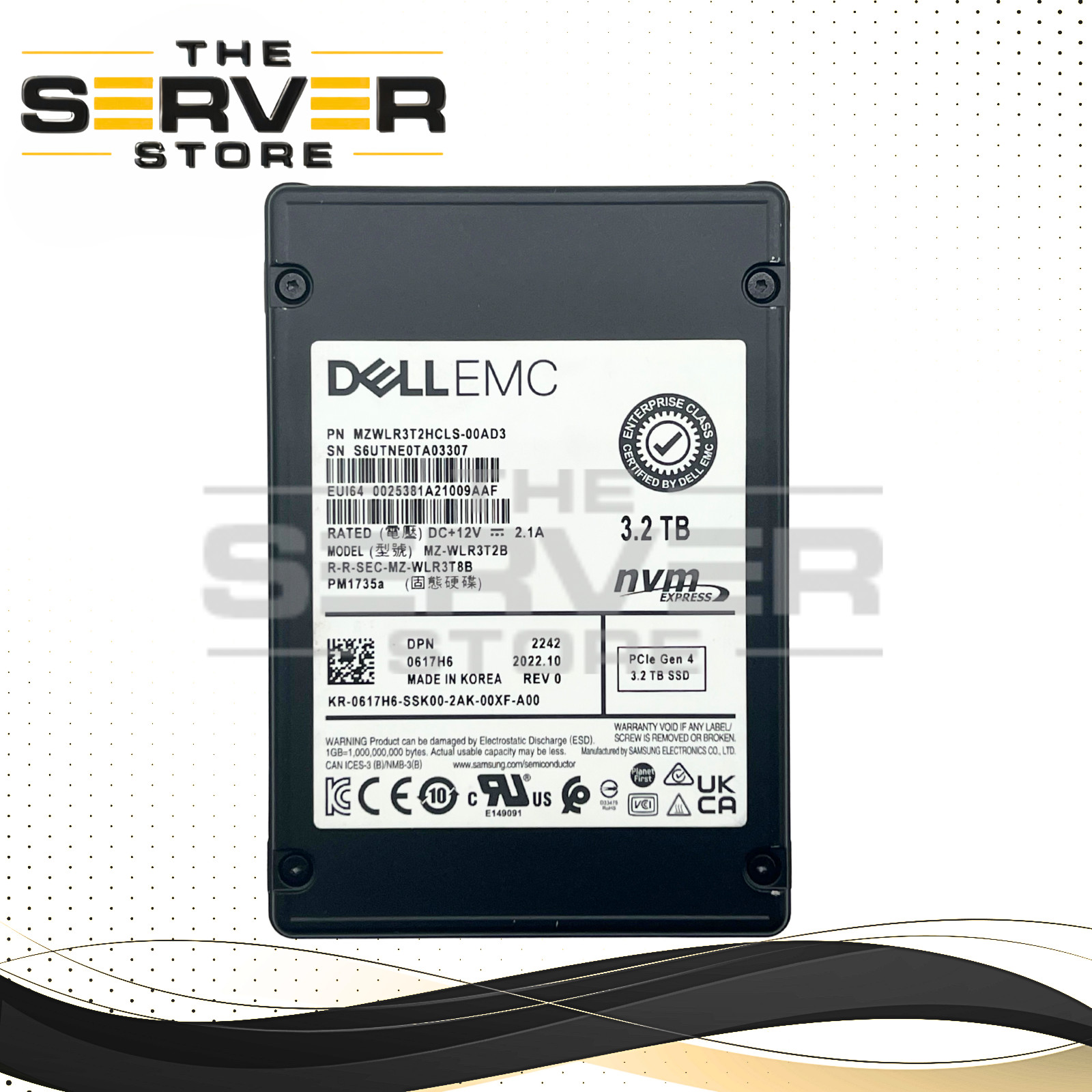 Dell EMC 3.2TB NVMe U.3 G4 x8 MU 2.5 SSD Samsung PM1735a MZ-WLR3T2B 0617H6 617H6