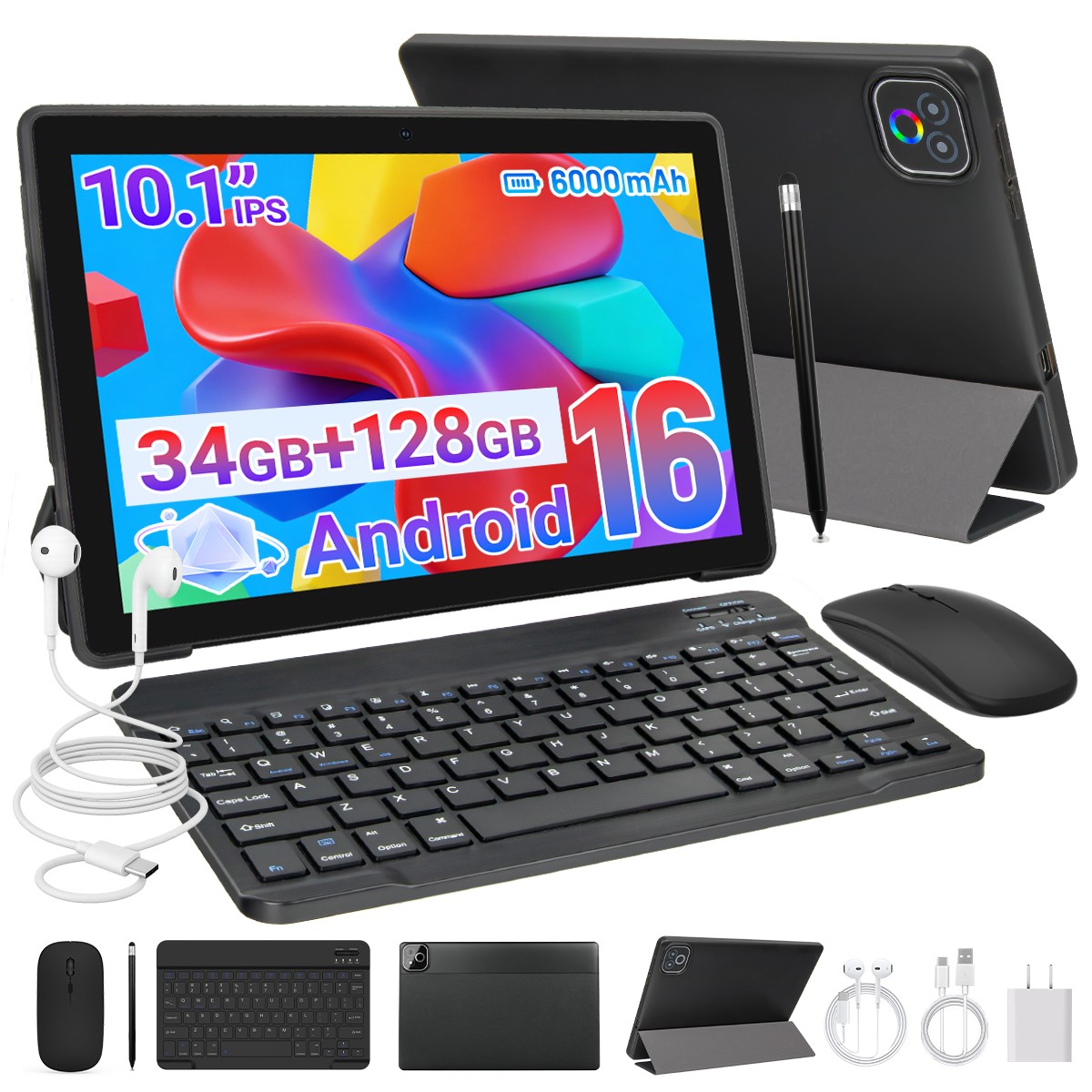 2026 Android 16 Tablet 10.1" 34GB+128GB/1TB Octa Core 6000mAh Widevine L1