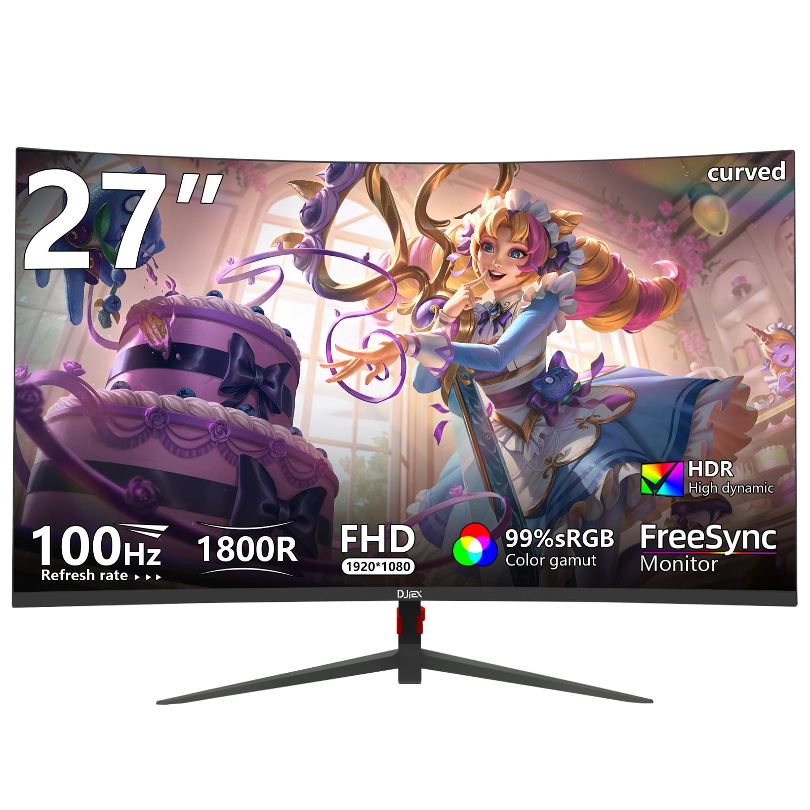 DJiEX Q27B13 27 Inch Curved Monitor FHD 1080P 100Hz