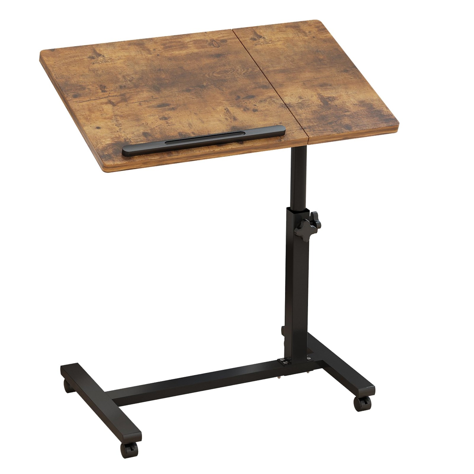 TigerDad Adjustable Overbed Table with Wheels, Rolling Laptop Bed Desk for Ho...