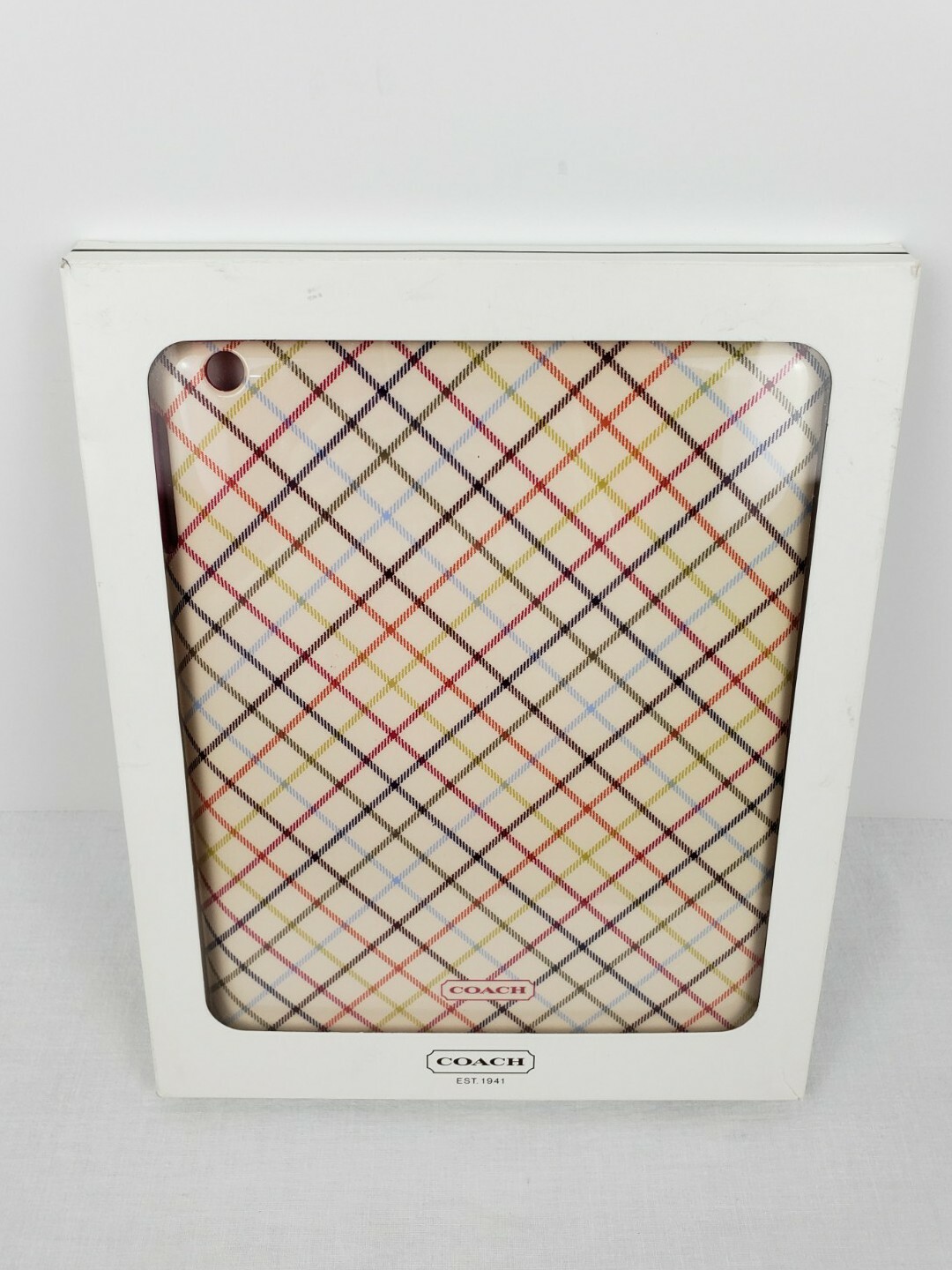 New Authentic Coach Signature Molded Ipad Cover Hard Case Plaid