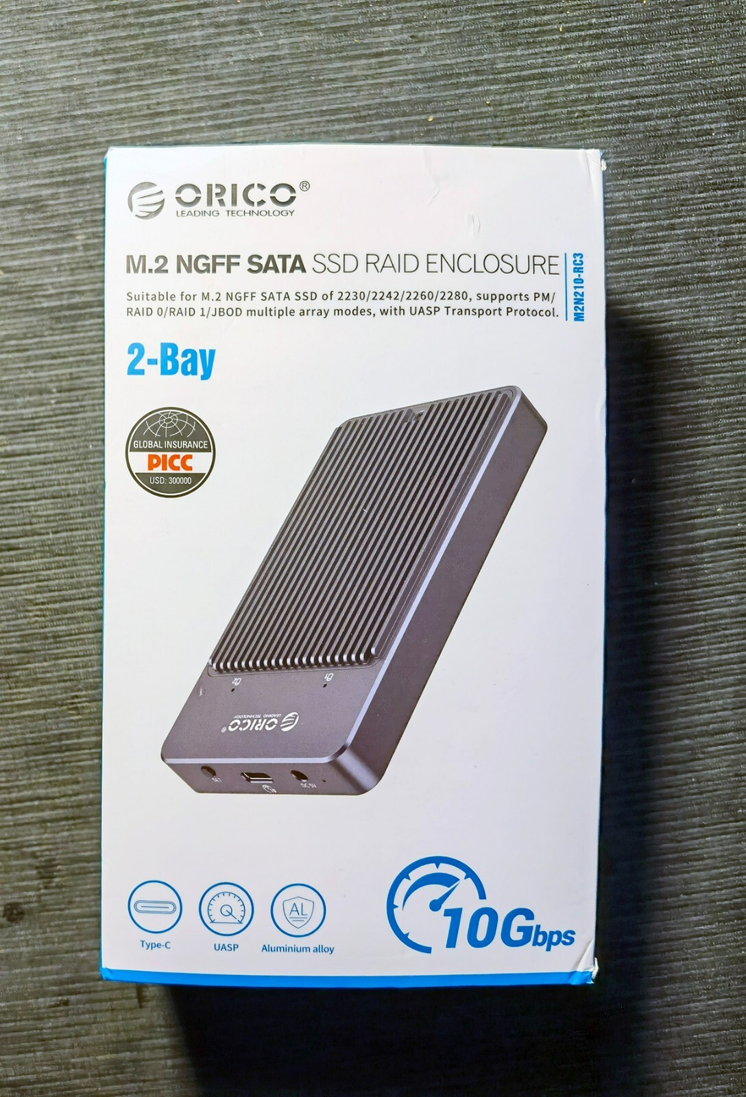 ORICO Dual Bay M.2 SATA NGFF SSD Enclosure RAID Up to 8TB Type C UASP 10Gbps
