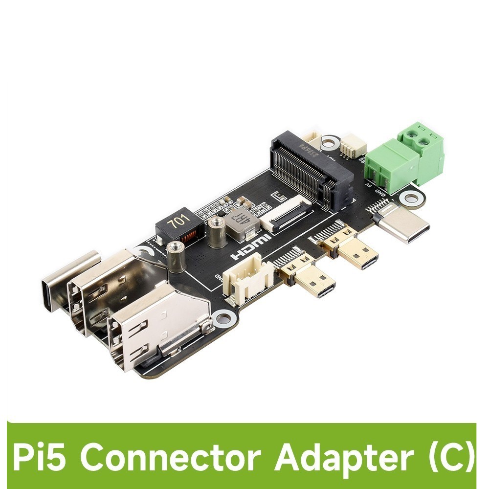 Waveshare PCIe To M.2 Multifunctional Adapter for Raspberry Pi 5 Two Power Suppl
