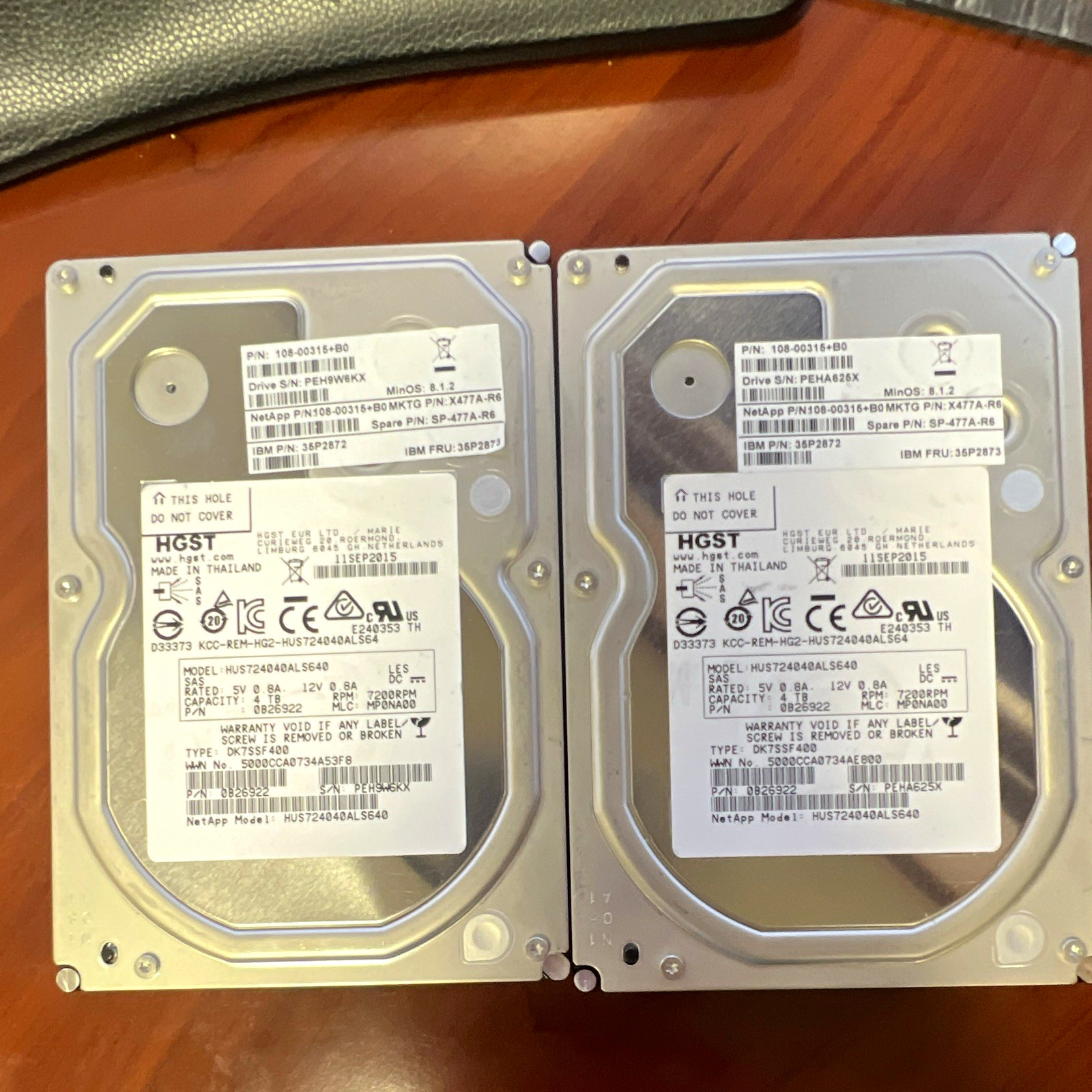 (Lot of 2)HGST 4TB 3.5" SAS 7200RPM 128MB HDD HUS724040ALS640 NetApp