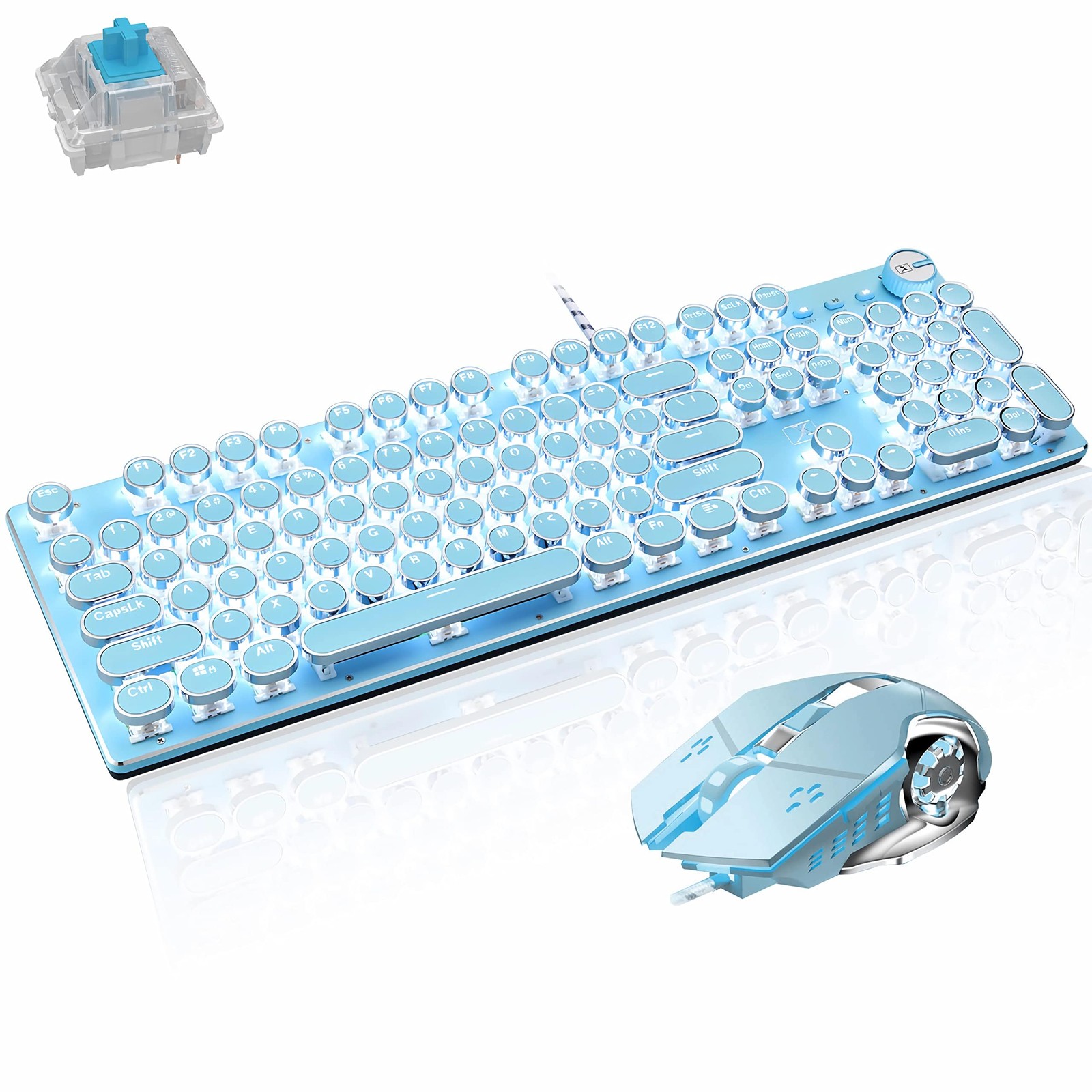 Basaltech Mechanical Gaming Keyboard and Mouse Combo, Blue | Retro Steampunk ...