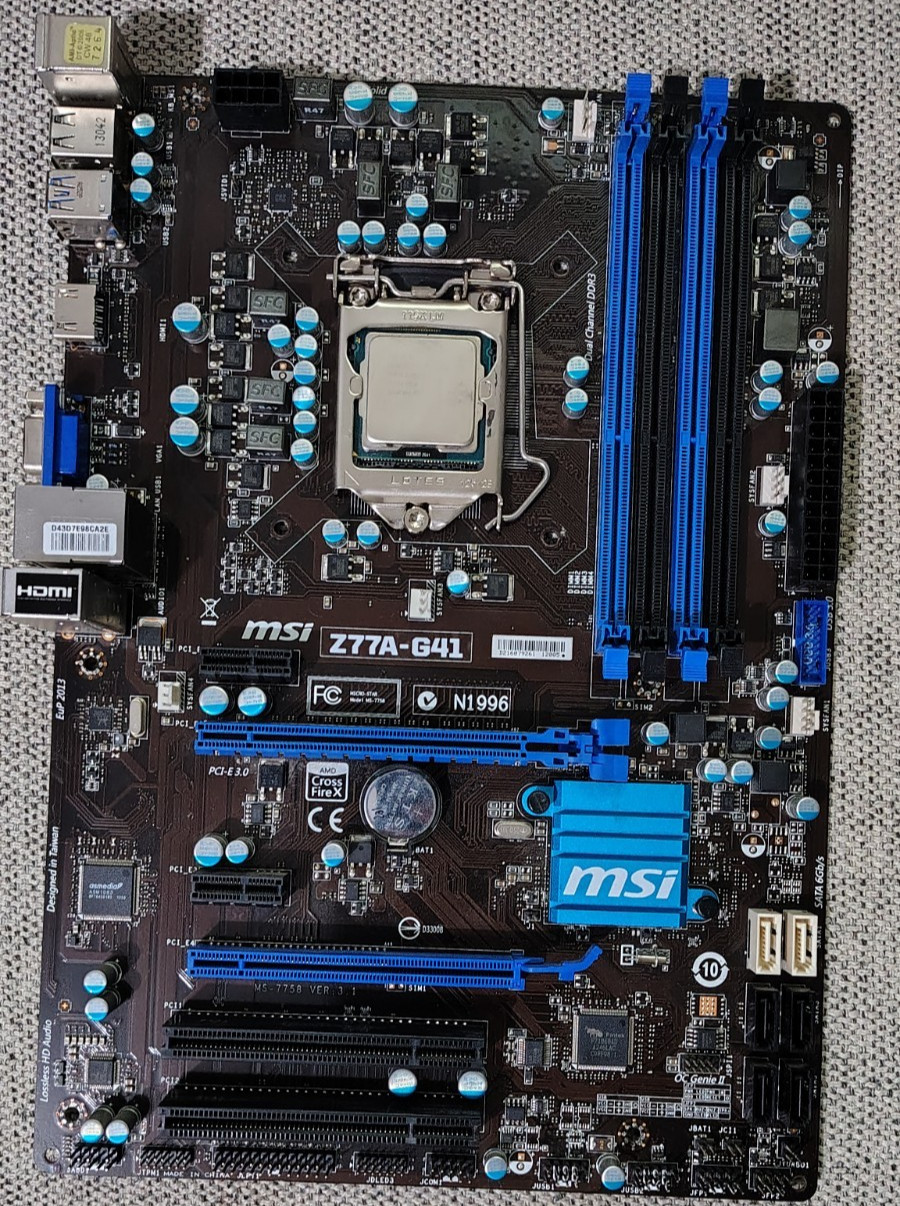 MSI Z77A-G41 Motherboard & Intel i5-3470  Combo LGA1155 Quad Core DDR3 Tested