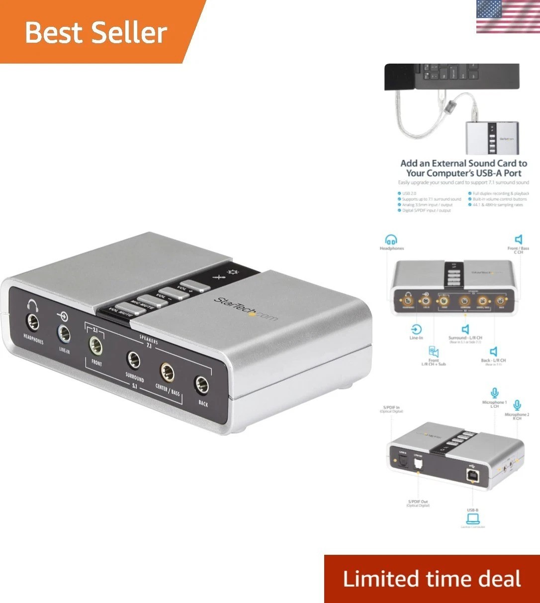 Upgrade Your Desktop Sound: 7.1 USB Sound Card with Plug and Play Convenience