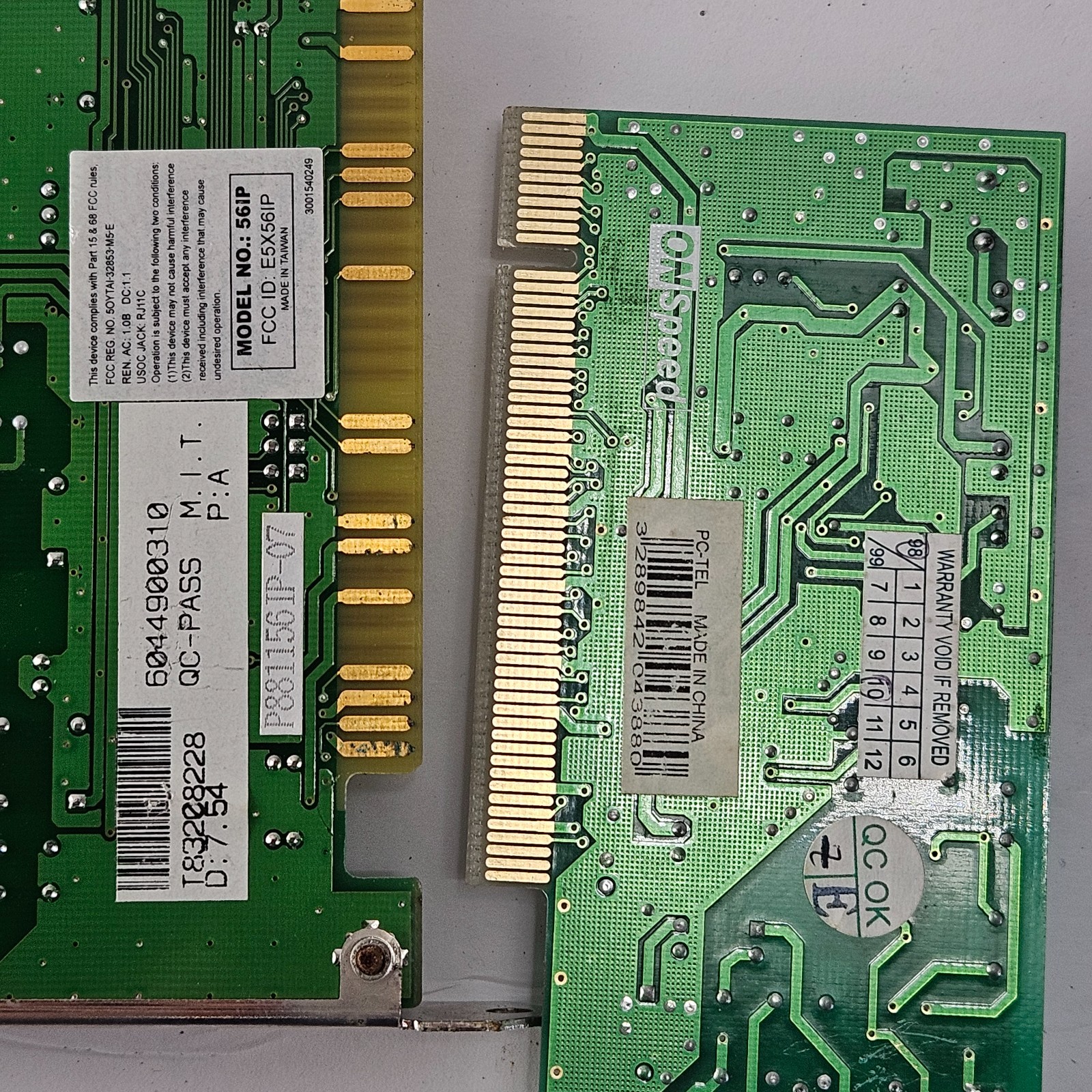 Lot of 2 Vintage PC-TEL 56K Dial-Up Modem Cards ISA PCI RJ11