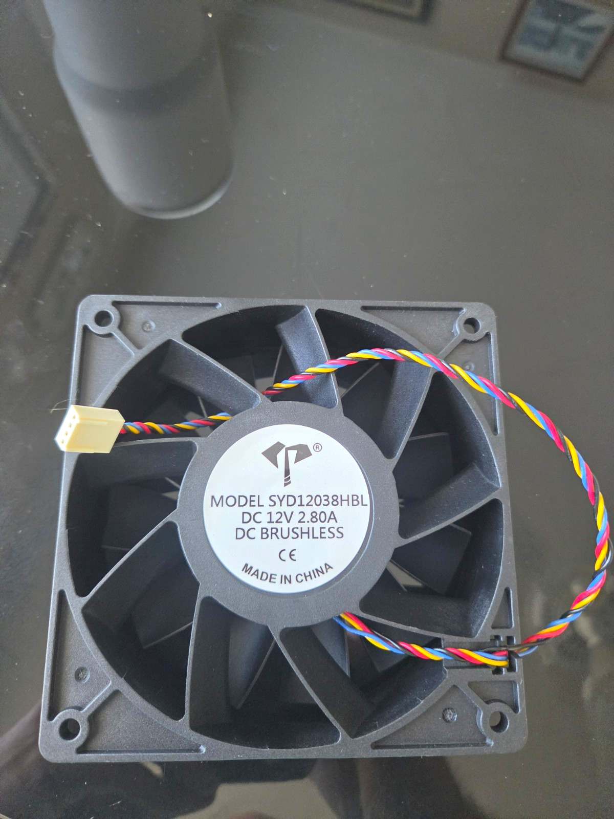 SYD12038HBL 120mm x 38mm 12V 4-Pin Brushless Case Cooling Fan Black.  218CFM
