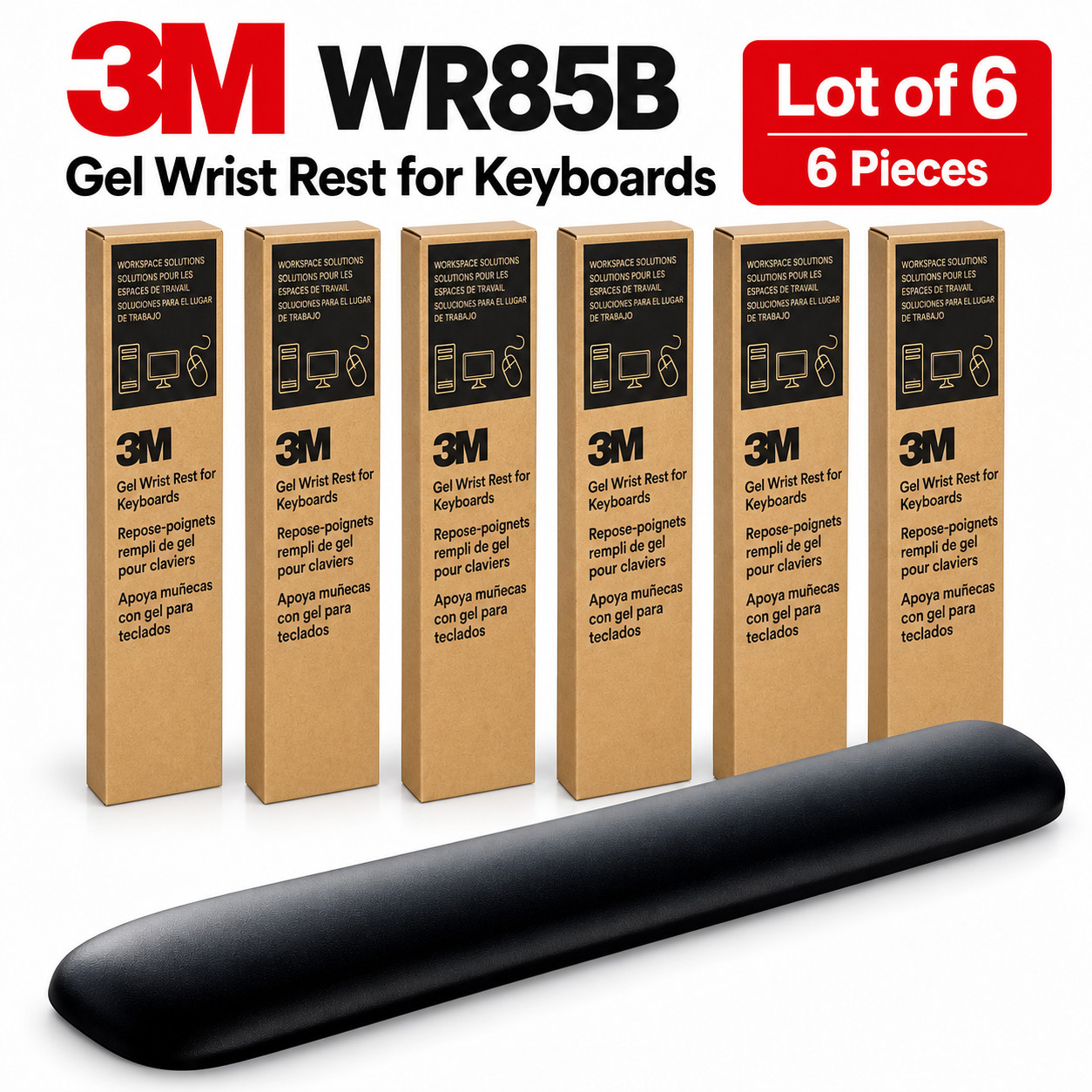 3M Gel Wrist Rest for Keyboards Soothing 3M Gel Technology & Satin Smooth- 6 PCS