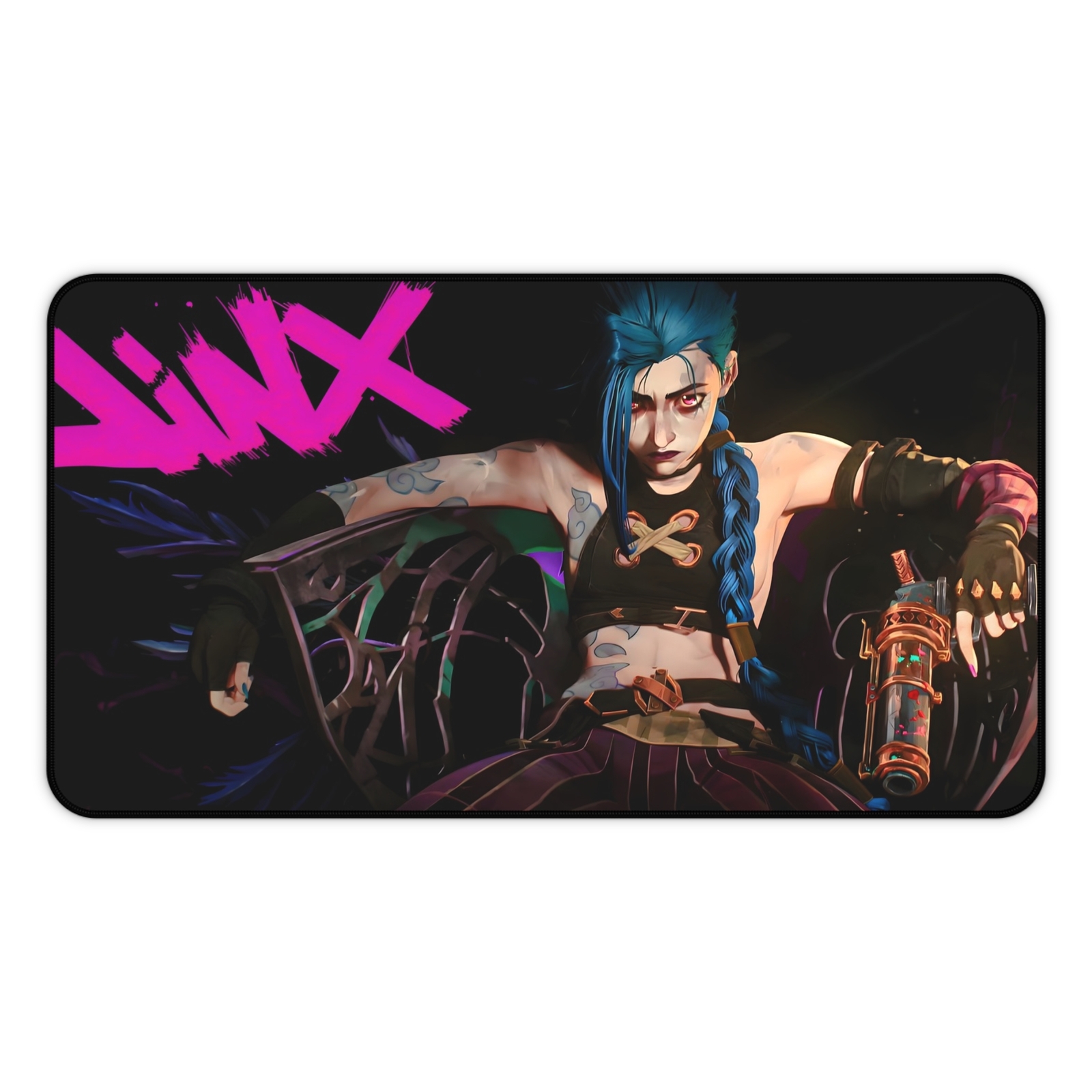 Desk Mat&Mouse Pad:Arcane Jinx, League of Legends ,Custom Desk Mat