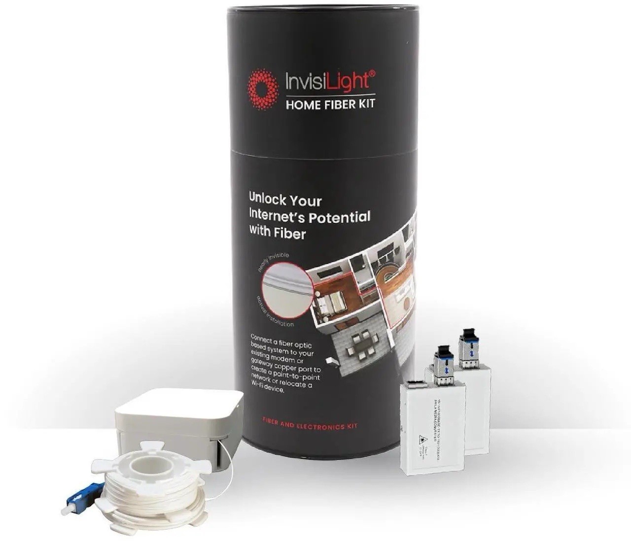 InvisiLight Home Fiber kit: Ultra-thin 0.6mm Fiber, DIY install, Up To 1 gbps