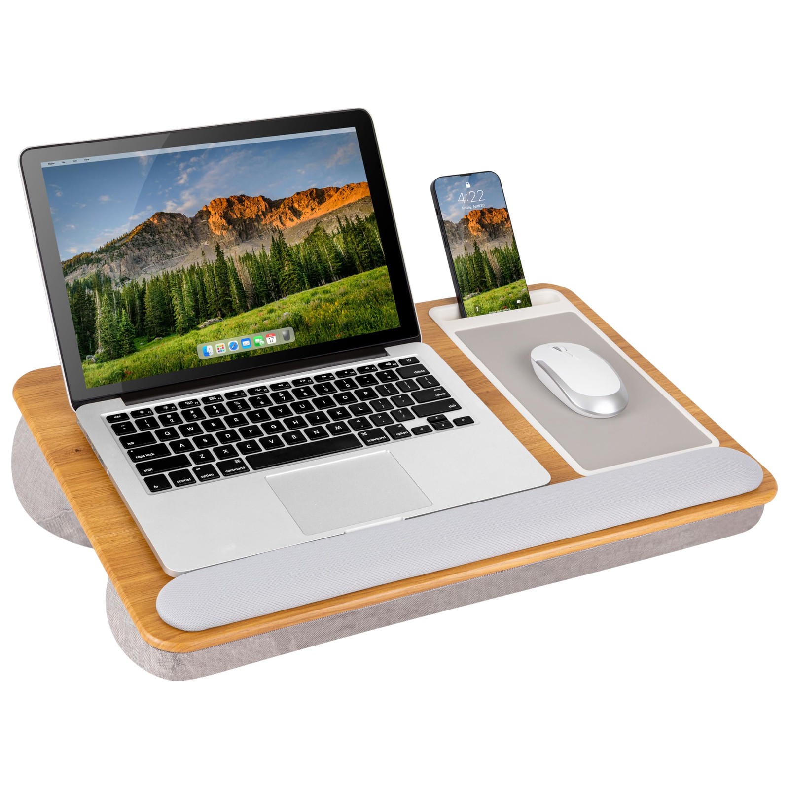 LAPGEAR Home Office Pro Lap Desk Oak Woodgrain Fits 15.6” Laptops
