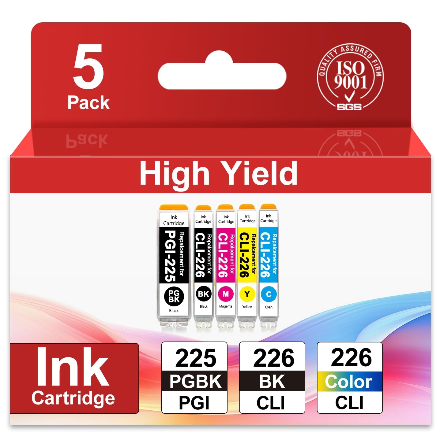 PGI-225 CLI-226 Ink Cartridges (5 Pack, PGBK BK C Y M) PGI225 CLI226 for 225 ...