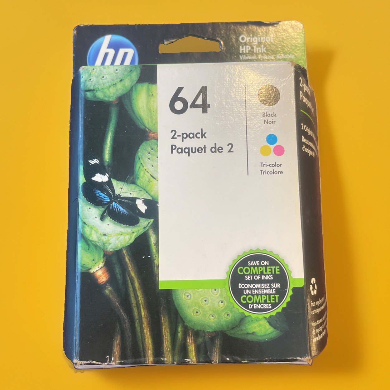 HP #64 2pack Combo Ink Cartridges 64 Black and Color NEW GENUINE Exp Oct 2023