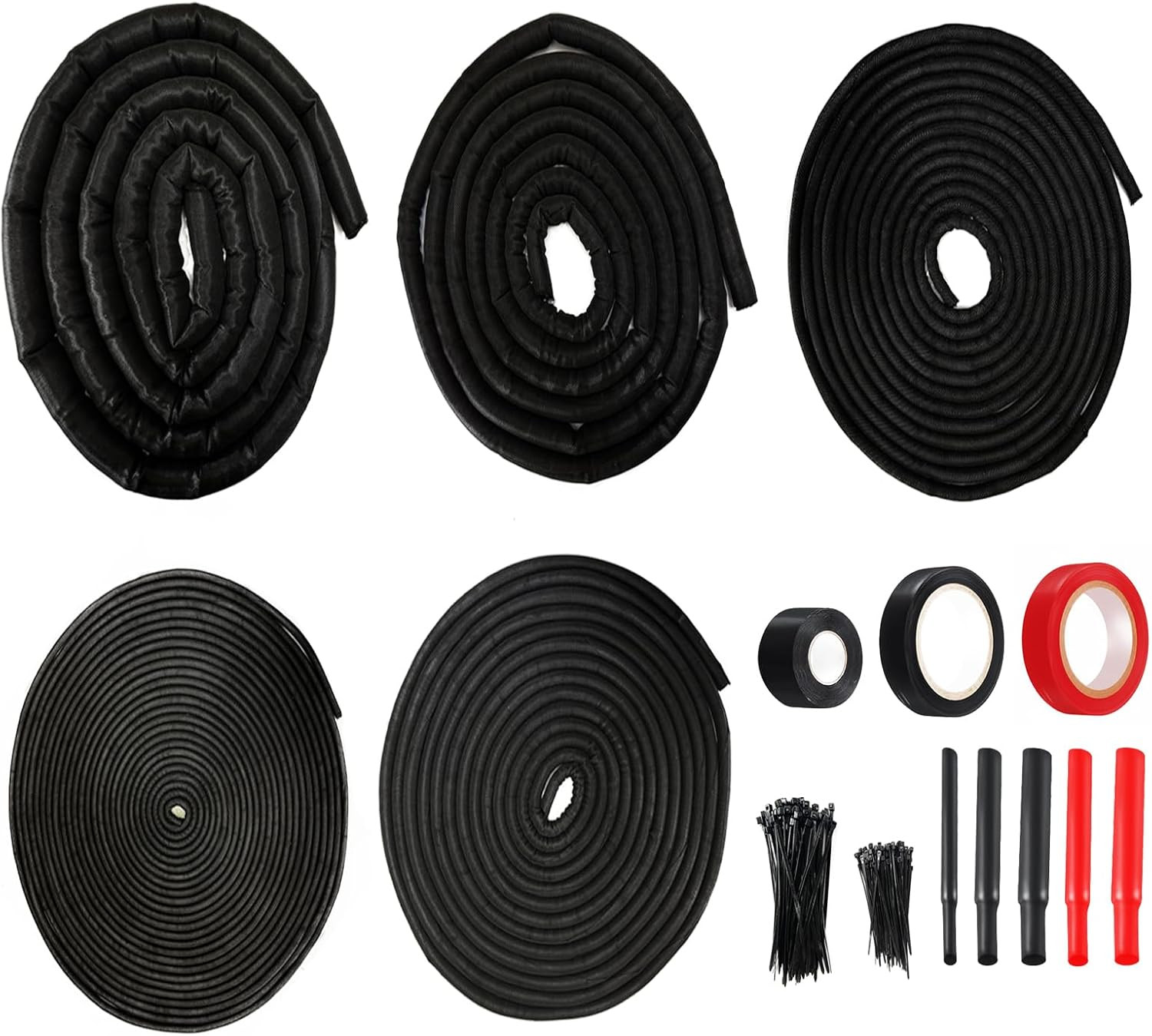 Split Wire Loom Kit for Cable Management, High Temperature Resistant Split Loom
