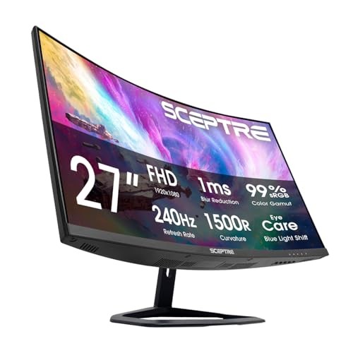 Sceptre 27" Curved Gaming Monitor FHD 1080p 240Hz 1500R HDMI DisplayPort Black