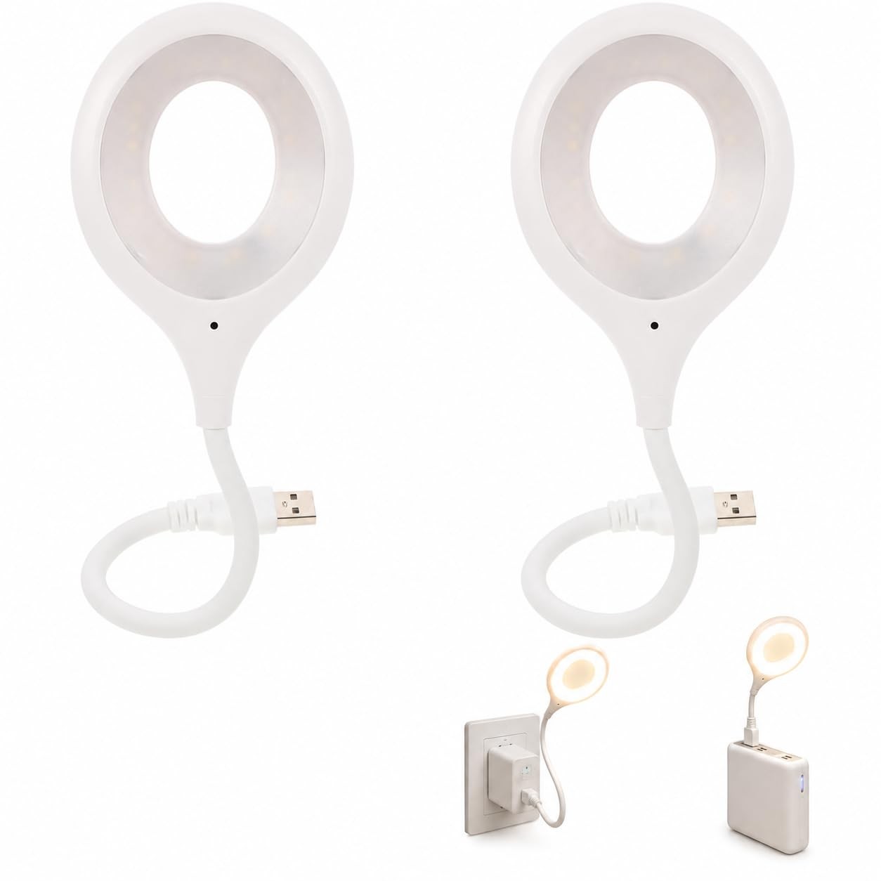 Gadpiparty 2 Pack USB Gooseneck Lamp Voice Activated Reading Light with Flexi...