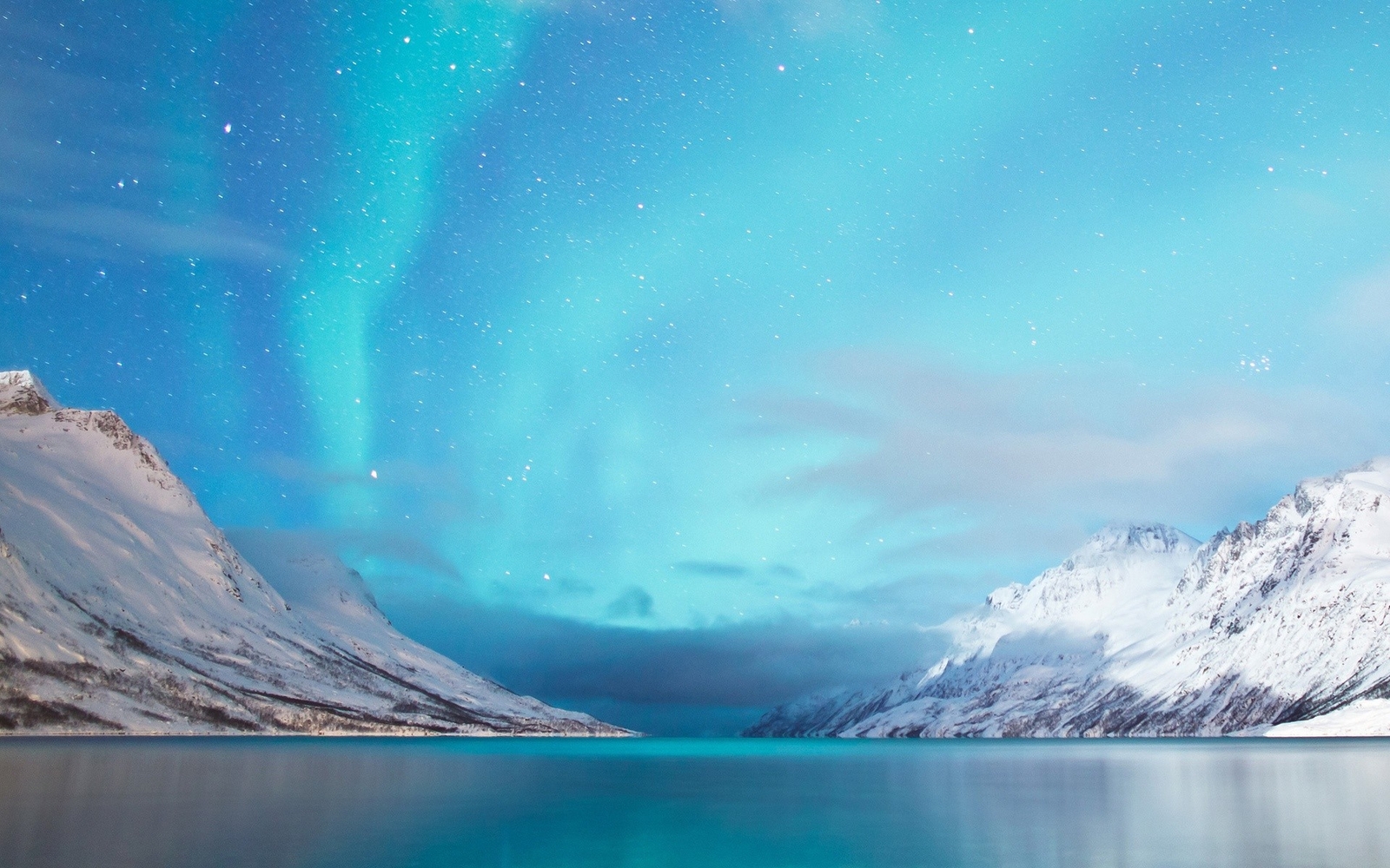 Landscape aurorae mountains snow sky snowy mountain blue Custom Gaming Mat Desk