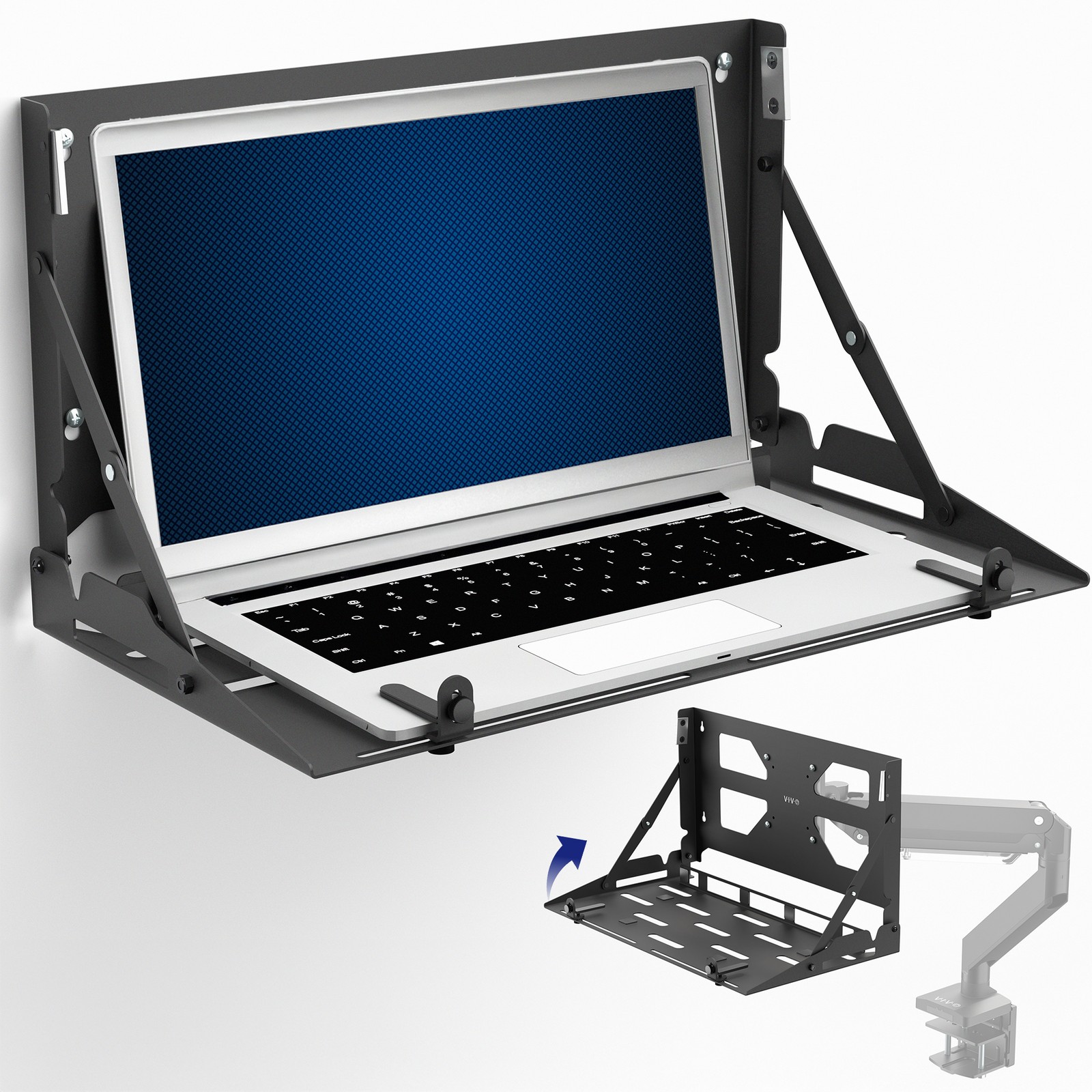 VIVO Wall and VESA Mounted Flip Down 13” to 17” Laptop Holder, Notebook Tray