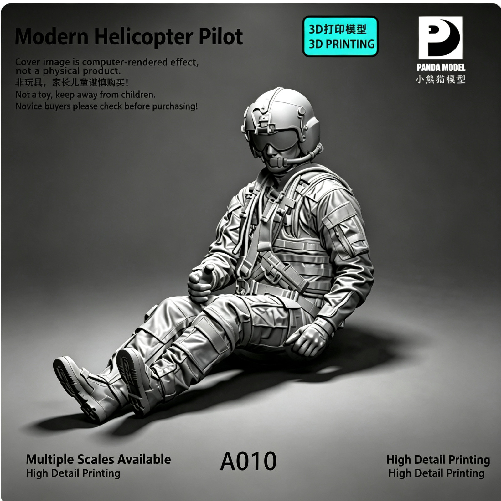 2PCS 1/72 Scale Modern Helicopter Pilots Figures Unpainted Unassembled Resin