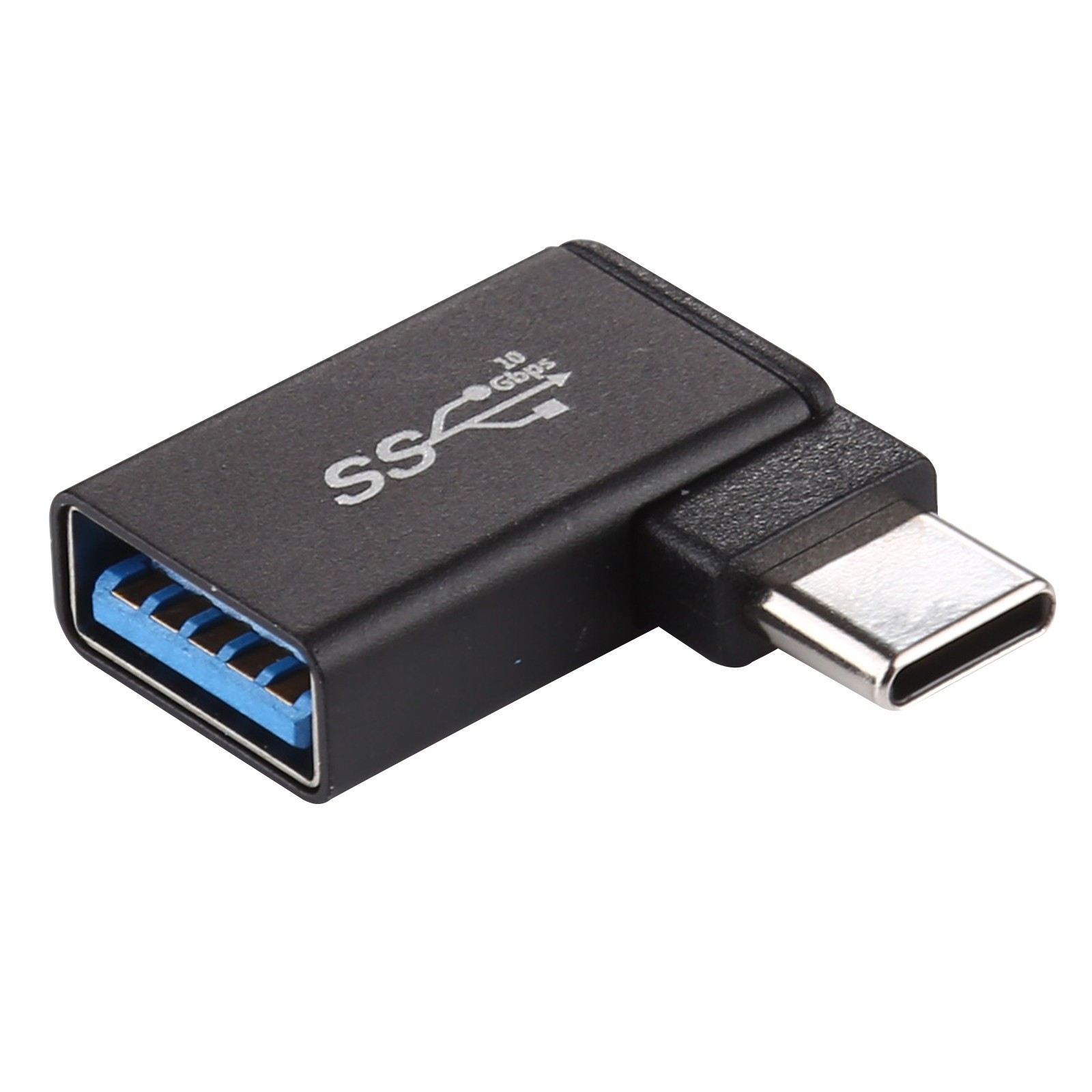 Adaptador de aleación de aluminio de cabezal 90°, USB-C macho a USB 3.0 hembra
