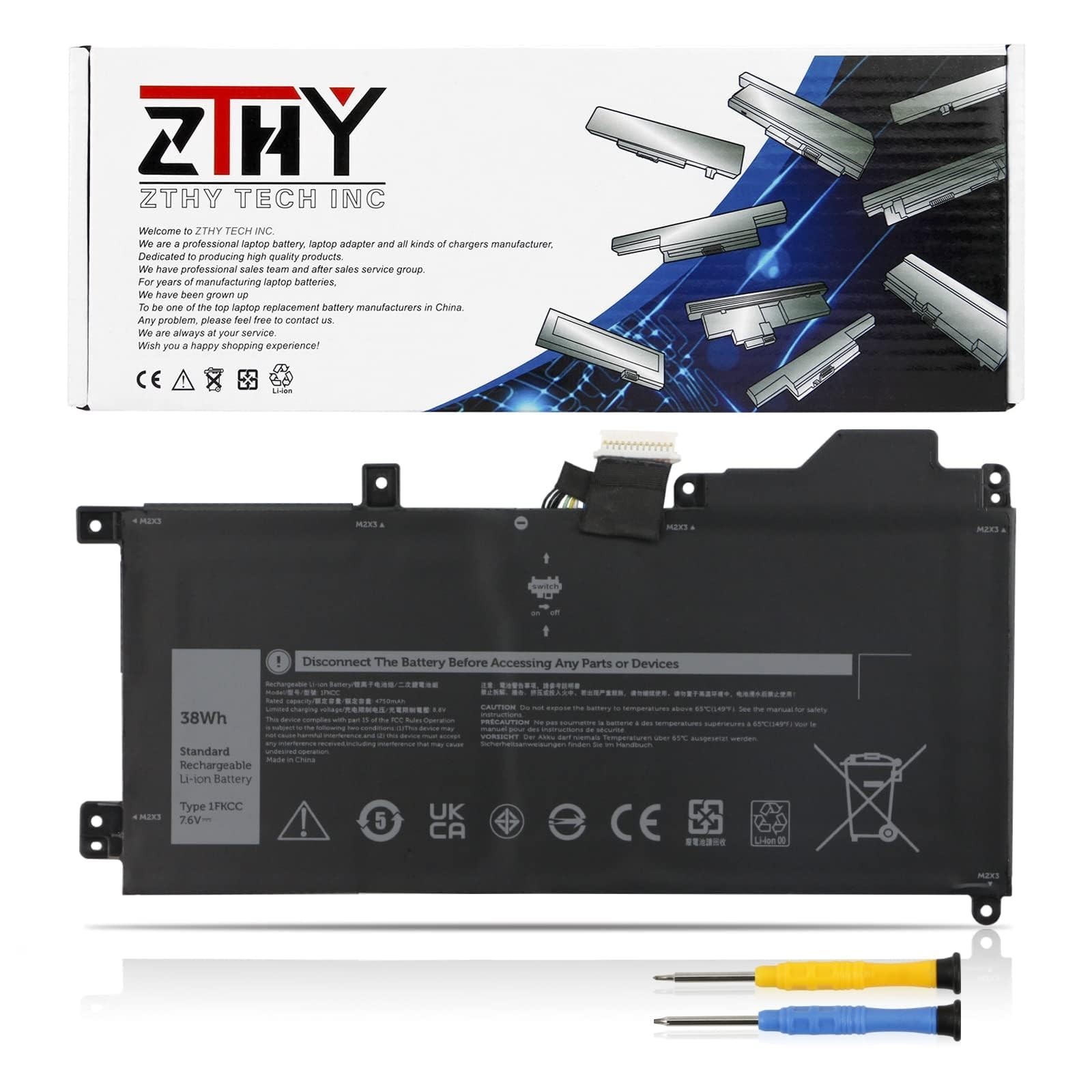 High-Capacity Laptop Battery Replacement for Dell Latitude 7200 7210 2-in-1