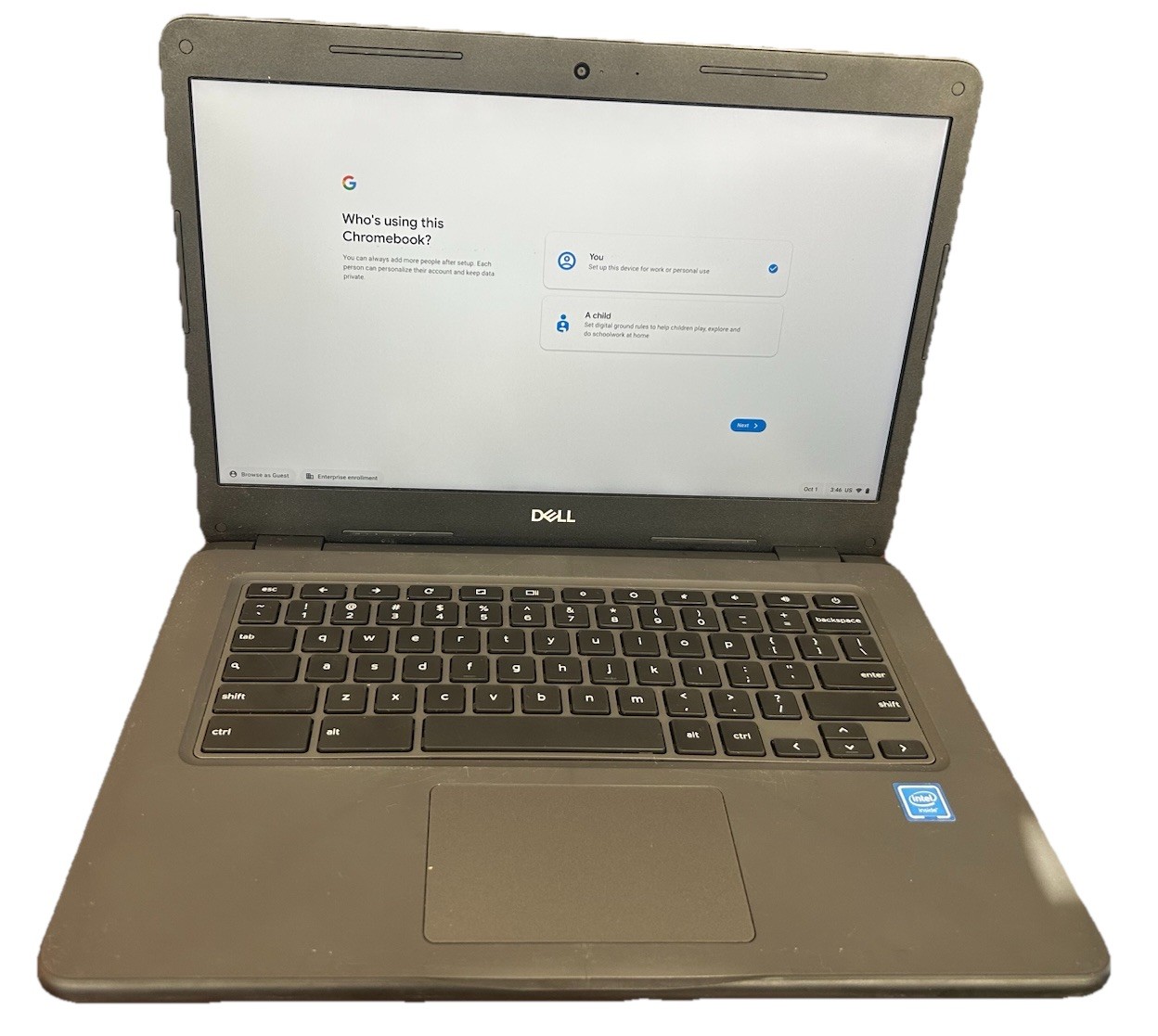 Dell Chromebook 3400 14” N4100 1.1GHz Quad-Core 4GB RAM 64GB eMMC ChromeOS + AC