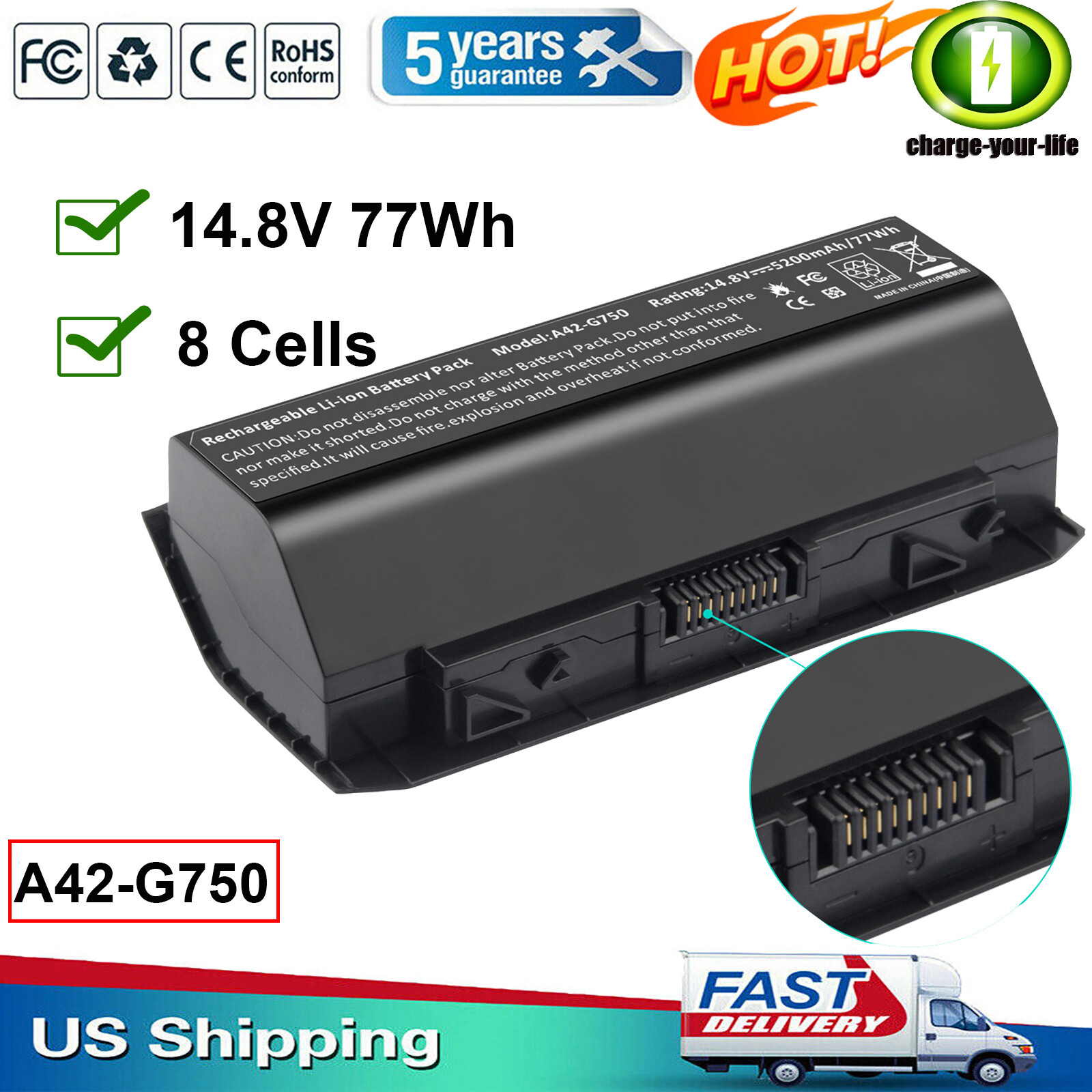A42-G750 0B110-0020000 Battery for Asus G750J G750JH G750JM G750JS G750JW G750JX